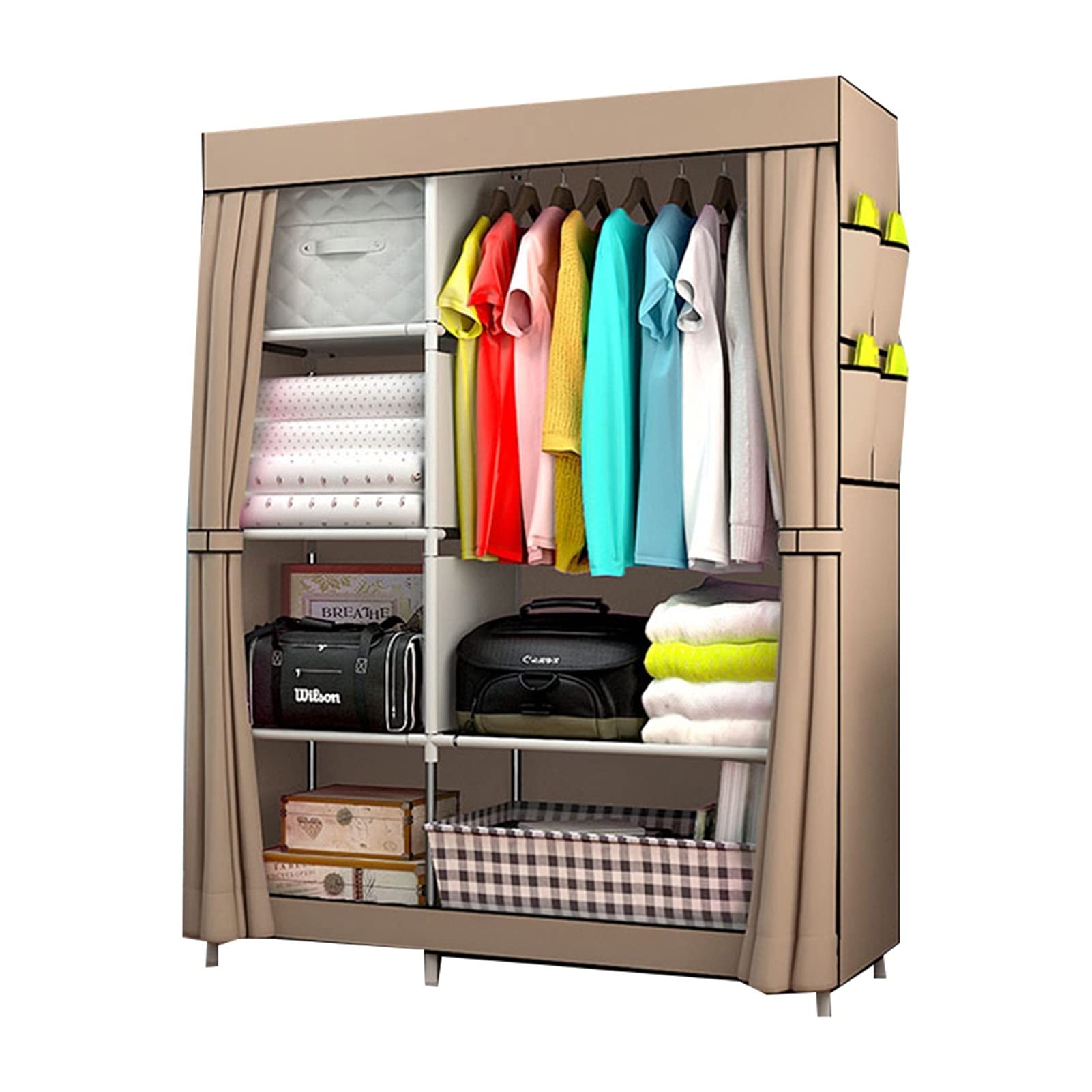 Quick Install Steel Pipe Locker Wardrobe - Heavy Duty Storage Closet for Rental Rooms & Bedrooms | Durable Hanging Wardrobe with Reinforced Printing Technology | Perfect for Small Spaces & Temporary Housing