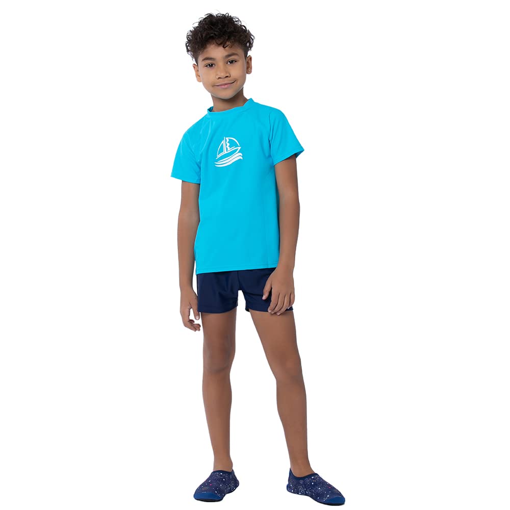 KAKU NANU Boys Swim Trunks with Rash Guard UPF 50+ Quick Dry Bathing Suit - Perfect for Beach, Pool & Water Sports