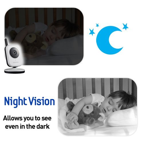 Samsung SEW-3036W White Baby Monitor with HD Camera & Night Vision - Wireless Baby Monitoring System for Nursery, Bedroom & Travel