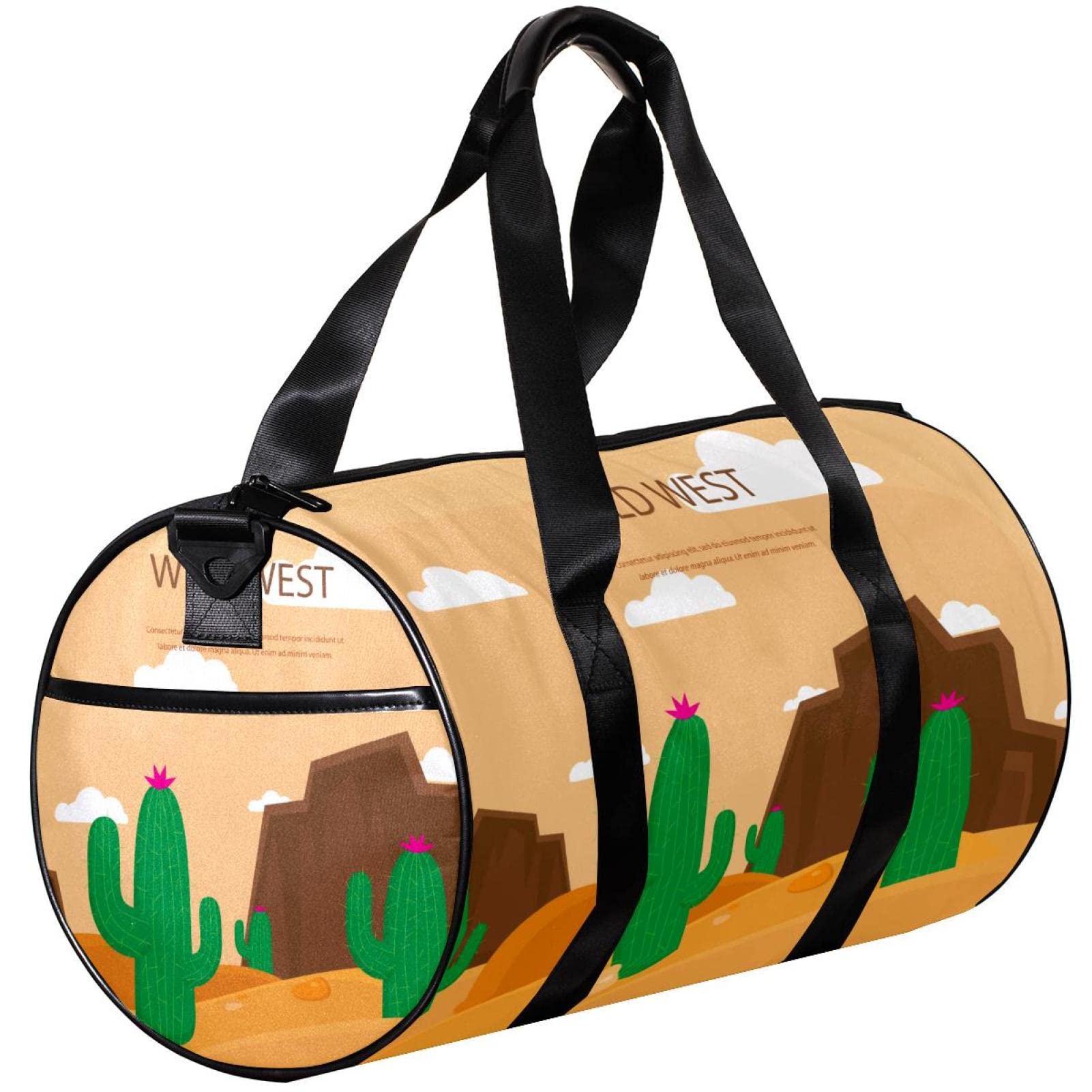 Premium Gym Duffle Bag for Women & Men - Large Sports Workout Bag with Wild West Cactus Design - Perfect for Gym, Travel, Yoga & Fitness Training