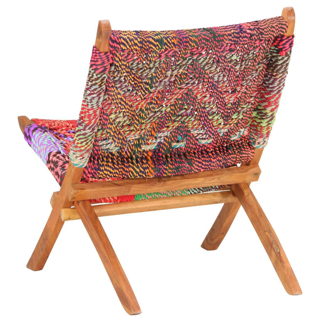 Folding Chindi Chair - Modern Accent Sofa for Living Room & Bedroom | Comfortable Leisure & Relaxing Chair | Studio Furniture with Multicolor Fabric | Perfect for Small Spaces, Patios & Reading Nooks