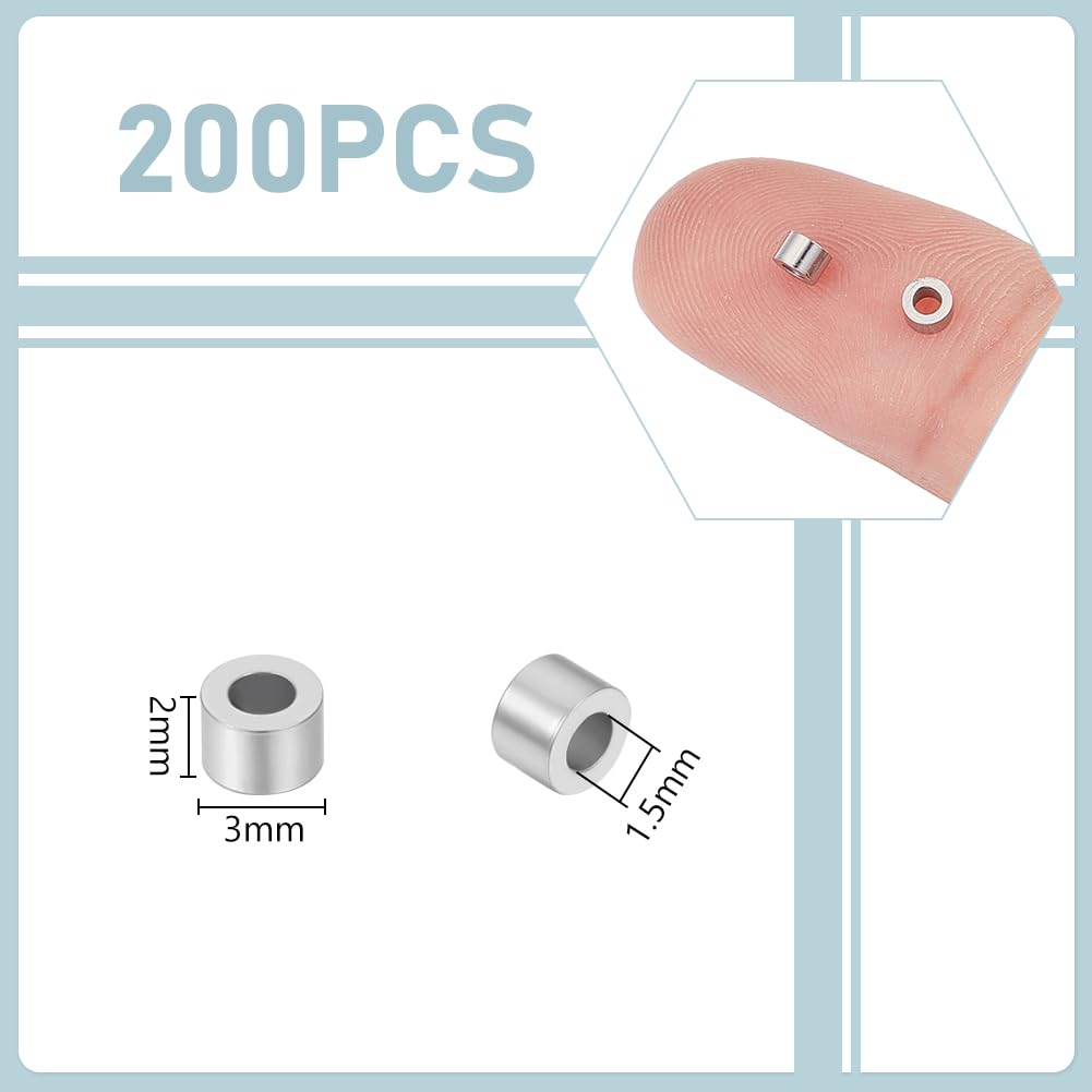 UNICRAFTALE 200pcs 3mm Stainless Steel Spacer Beads with 1.5mm Hole - Jewelry Making Supplies for Necklaces, Bracelets, DIY Crafts - Durable Metal Beads for Professional & Hobby Jewelry Design