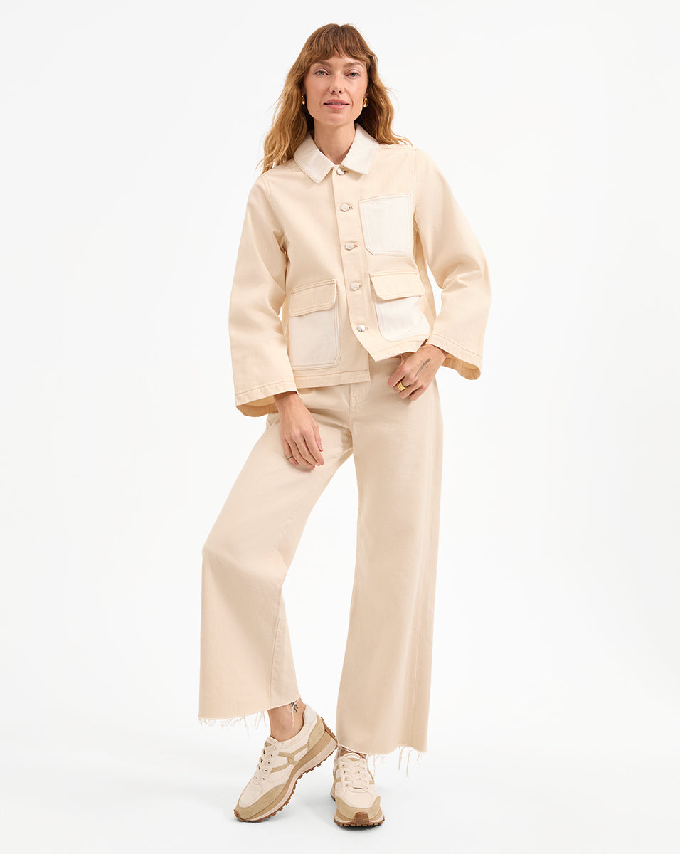Dahl Cropped Chore Jacket for Women - Stylish Denim Workwear Jacket with Front Pockets | Perfect for Casual Outfits, Workwear Fashion & Everyday Wear