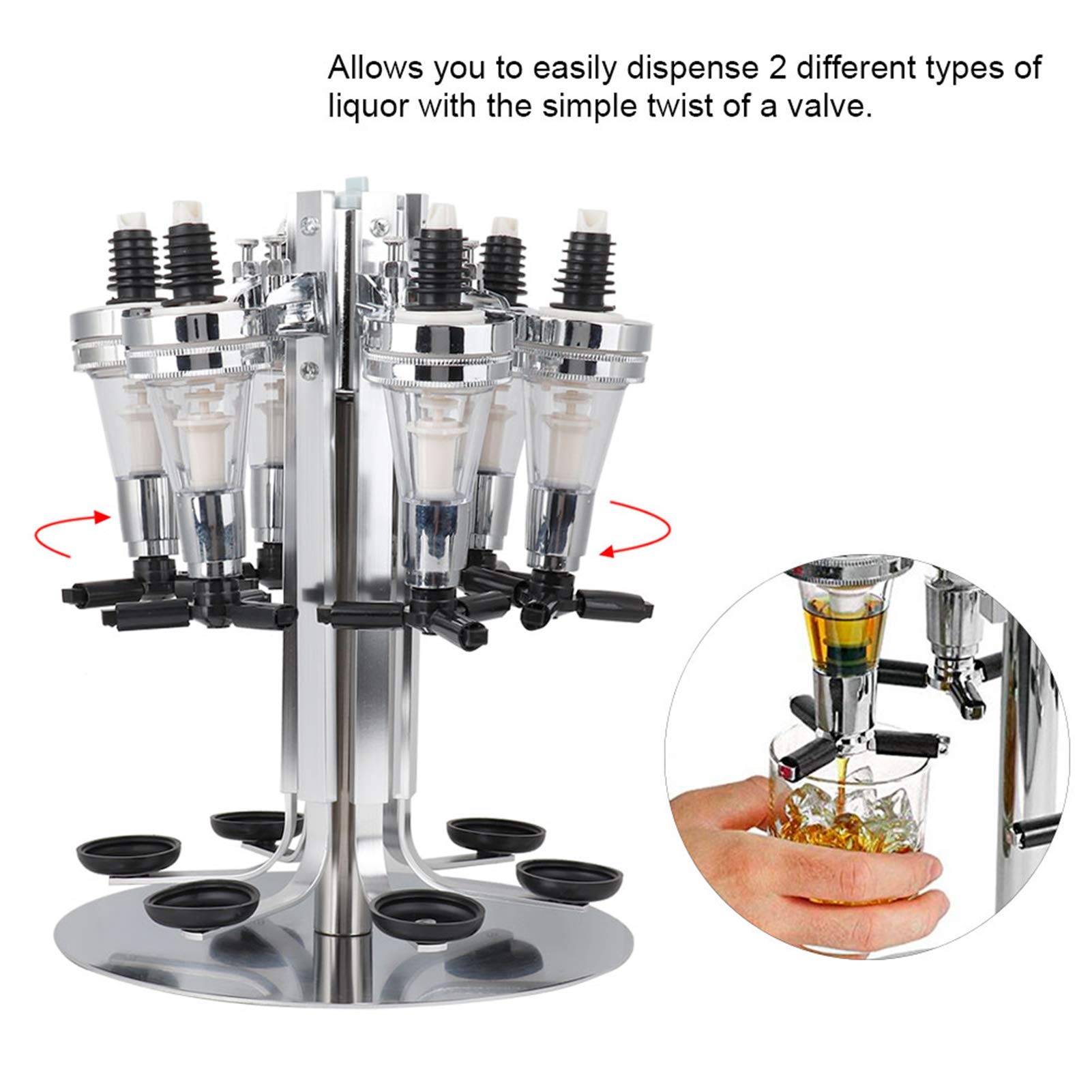 Premium 6-Bottle Rotating Liquor Dispenser for Home Bar - Wall Mounted Alcohol Shot Dispenser Station for Man Cave, Party & Entertainment Use
