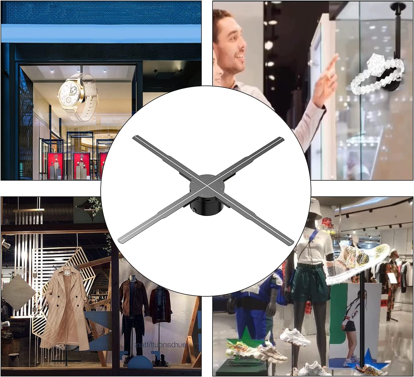 3D Hologram Fan - 19.6 Inch HD LED Holographic Display with 2000x1080PX Resolution, 576 LED Beads, APP+Bluetooth+WiFi Control (16GB) - Perfect for Retail Stores, Trade Shows, and Nightclub Advertising
