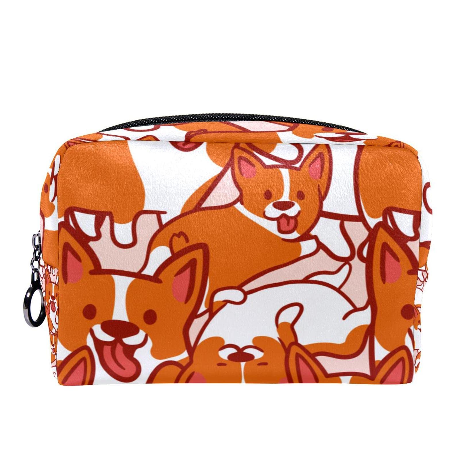 Travel Makeup Bag - Small Cosmetic Pouch & Toiletry Organizer for Women | Cute Corgi Dog Design | Perfect for Vacation, Gym & Daily Essentials Storage