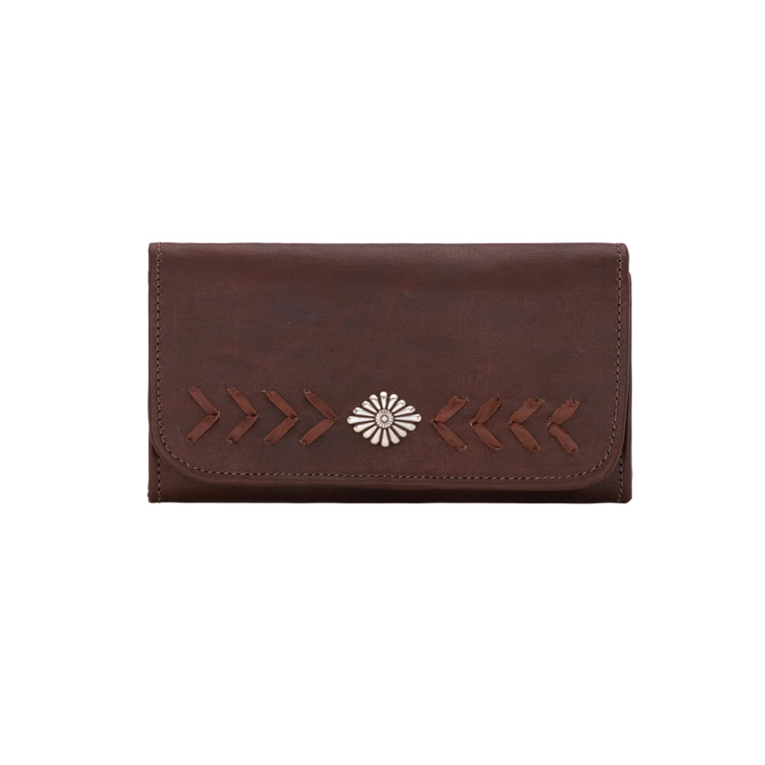 American West Women's Mohave Canyon Tri-Fold Leather Wallet - Chestnut Brown - Perfect for Everyday Use, Travel & Gift Giving