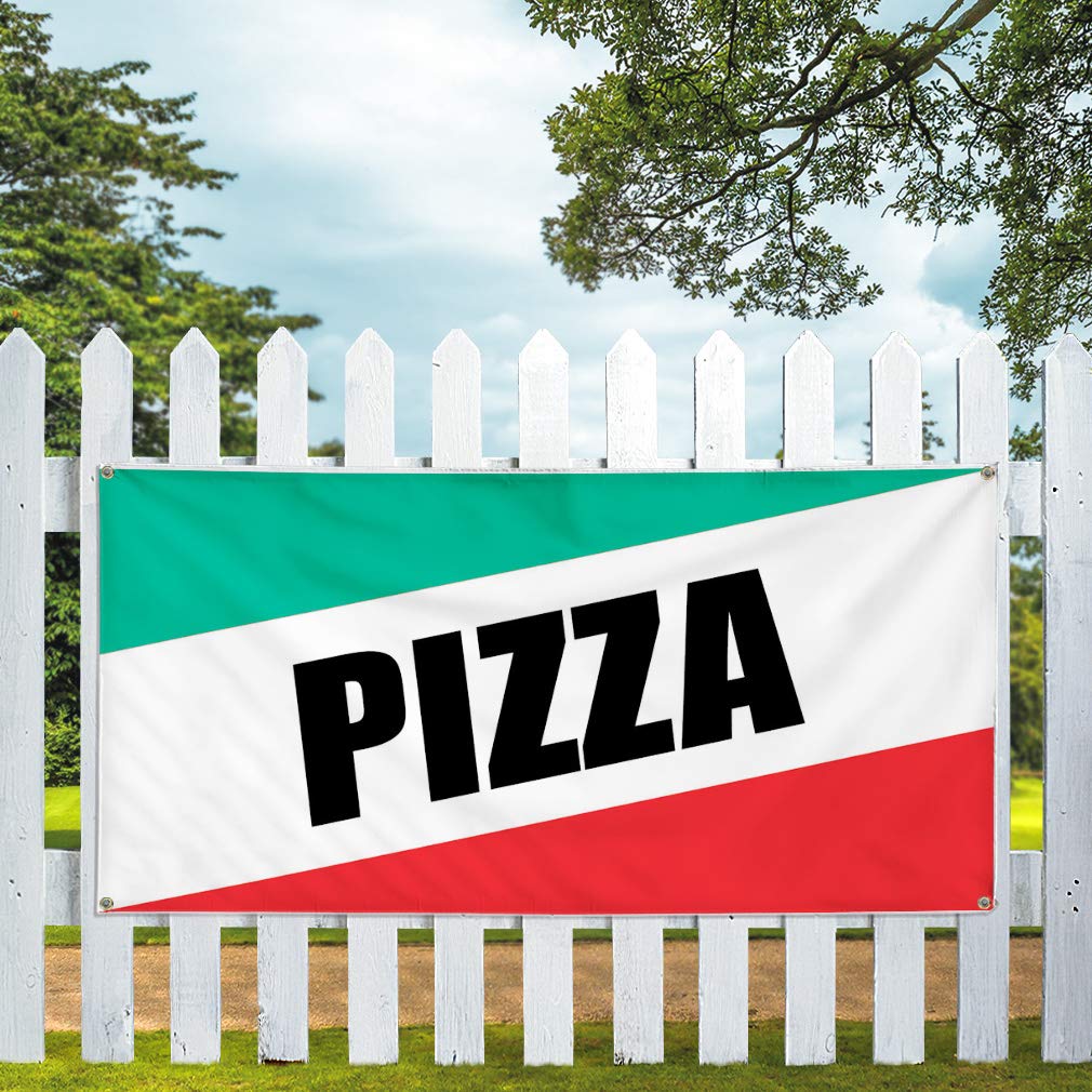 Premium Vinyl Banner - 24x48 Inches with 4 Grommets | Weatherproof Outdoor Sign for Pizza Restaurants, Italian Food Fairs & Business Advertising | Durable Yard Sign for Commercial Use