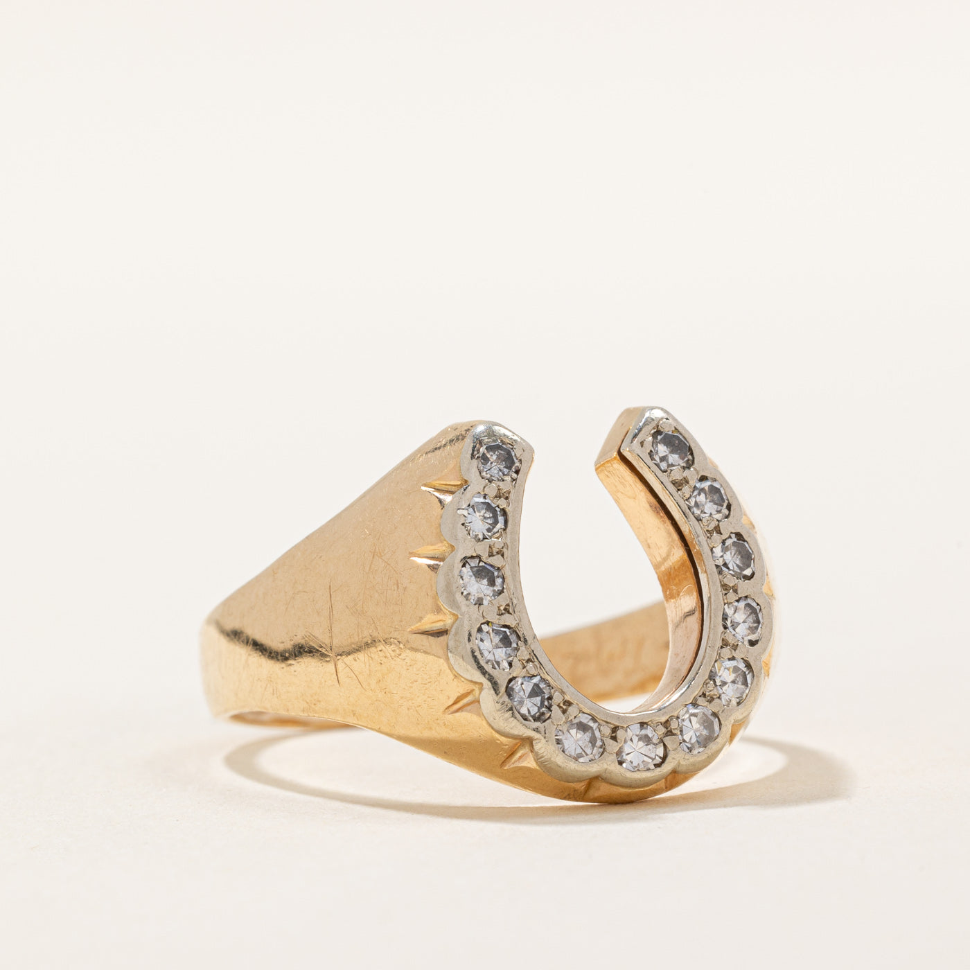 0.32ctw Diamond Horseshoe Ring for Women - Size 10 | Sterling Silver Lucky Charm Jewelry | Perfect for Birthday, Anniversary & Good Luck Gifts