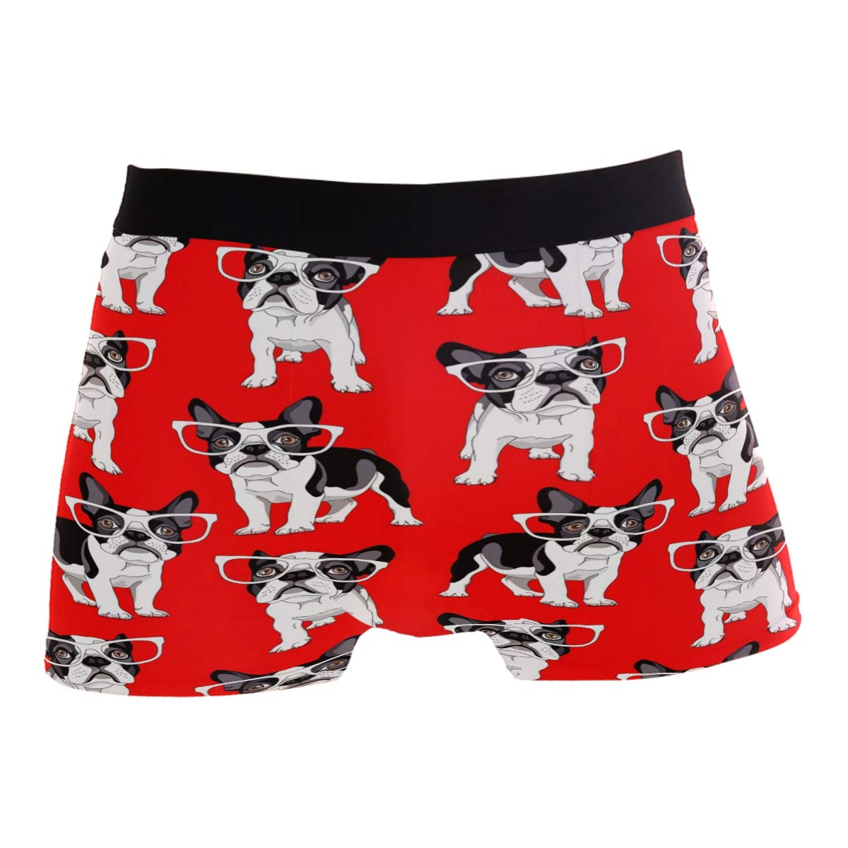 **Men's Cartoon French Bulldog Boxer Briefs - Anti-Ride Up Comfort Underwear for Casual Wear & Sleep**