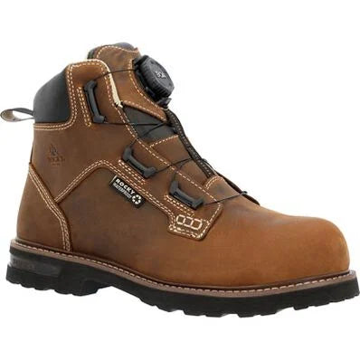 Rocky Grindstone XTR BOA Composite Toe Work Boots for Men - Waterproof Safety Shoes with Steel Shank & Slip Resistant Outsole - Ideal for Construction, Warehouse & Outdoor Work