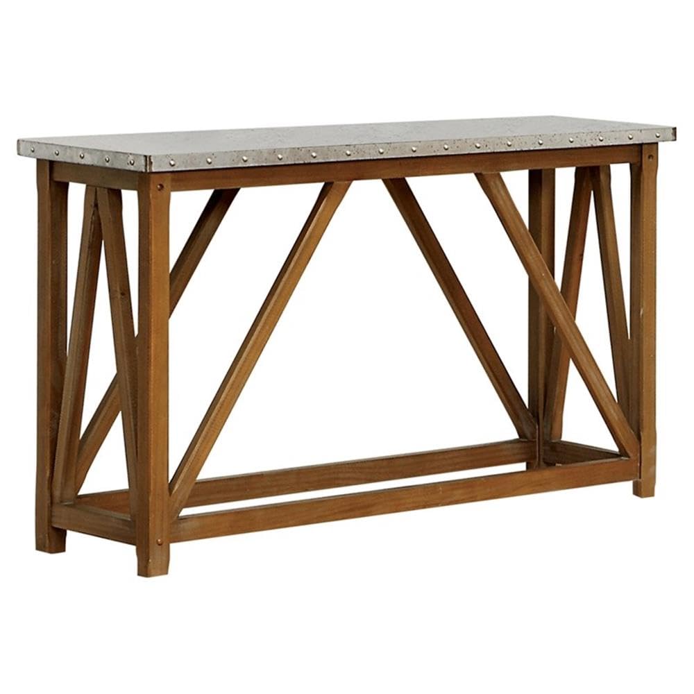 BOWERY HILL Industrial Wood Console Table - Natural Finish Entryway Sofa Table for Living Room, Hallway & Farmhouse Decor