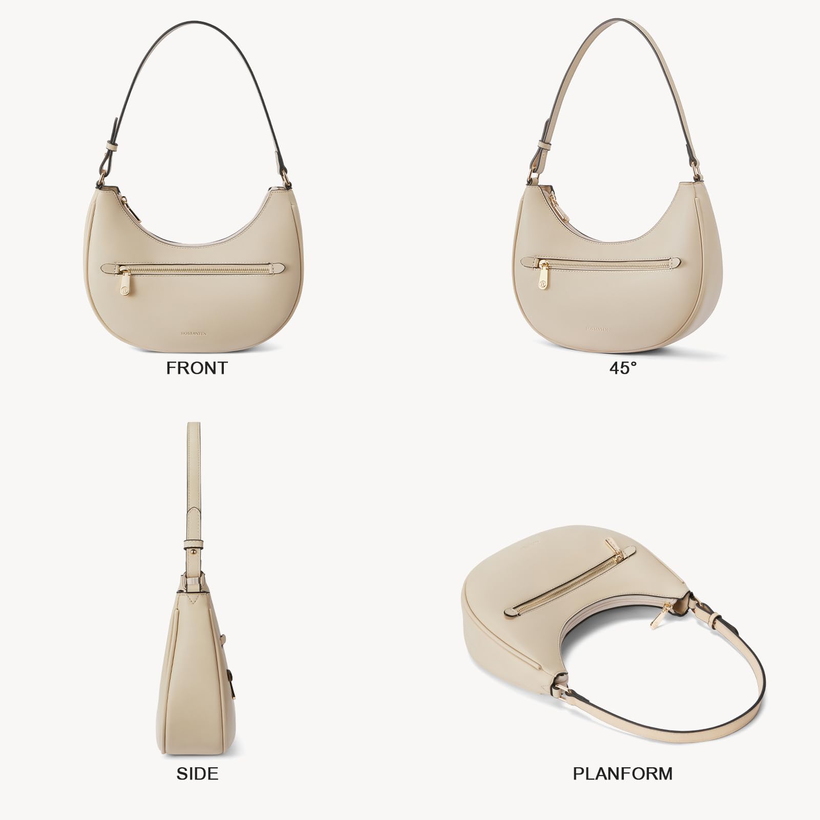 BOSTANTEN Small Crossbody Purse for Women - Trendy Crescent Shoulder Bag Hobo Handbag with Adjustable Strap, Perfect for Everyday Use, Travel, and Date Night