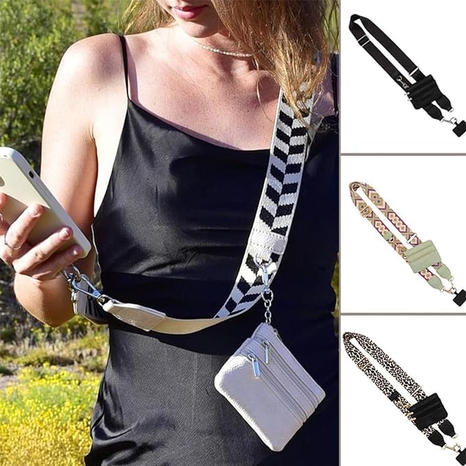 Clip and Go Adjustable Crossbody Phone Strap with Zippered Wallet Pouch - Hands-Free Phone Holder for Travel, Shopping & Outdoor Activities