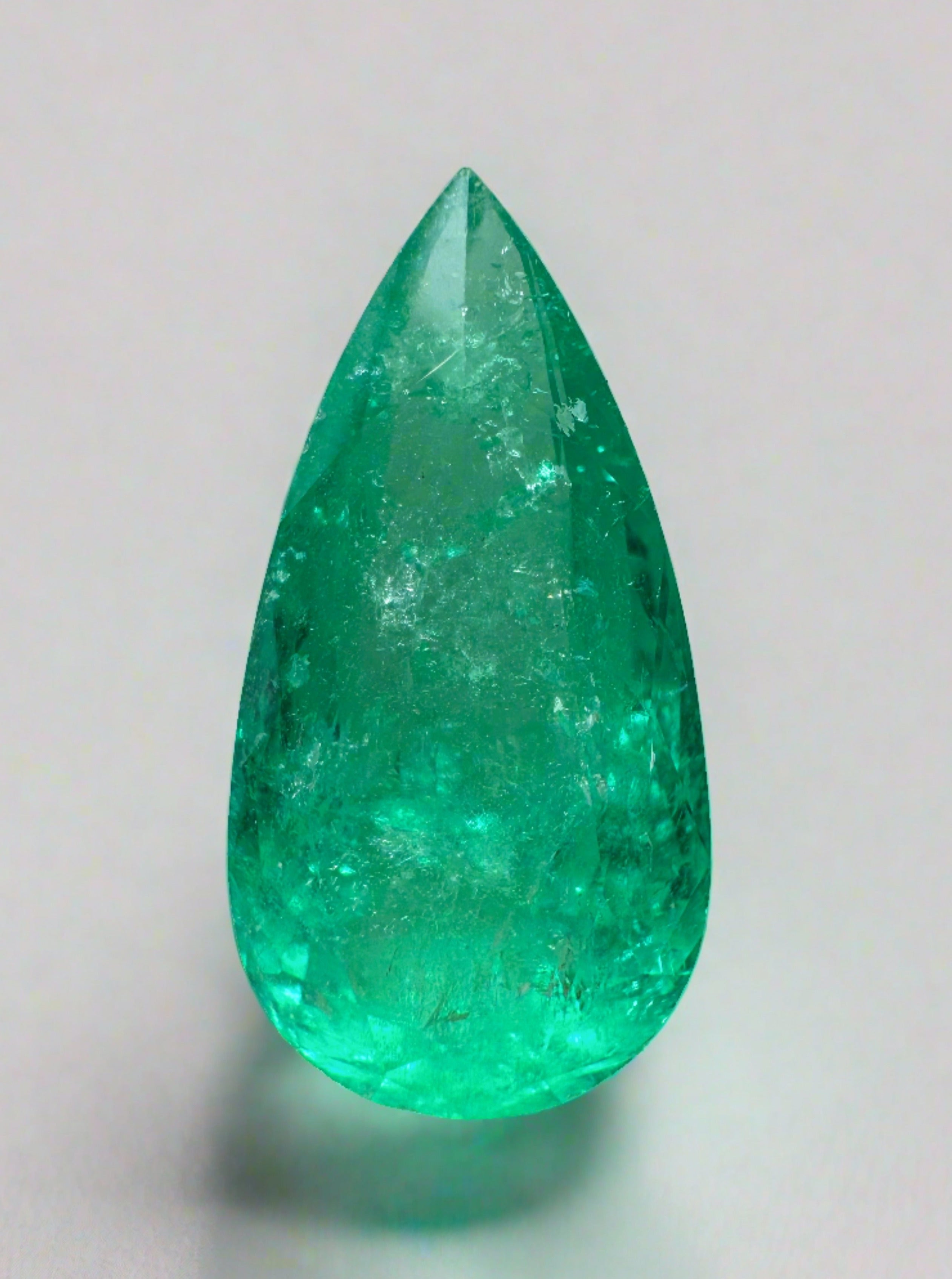 8.57 Carat 21x11mm HUGE Green Natural Loose Colombian Emerald Pear Cut Gemstone for Jewelry Making, Engagement Rings & Luxury Gifts