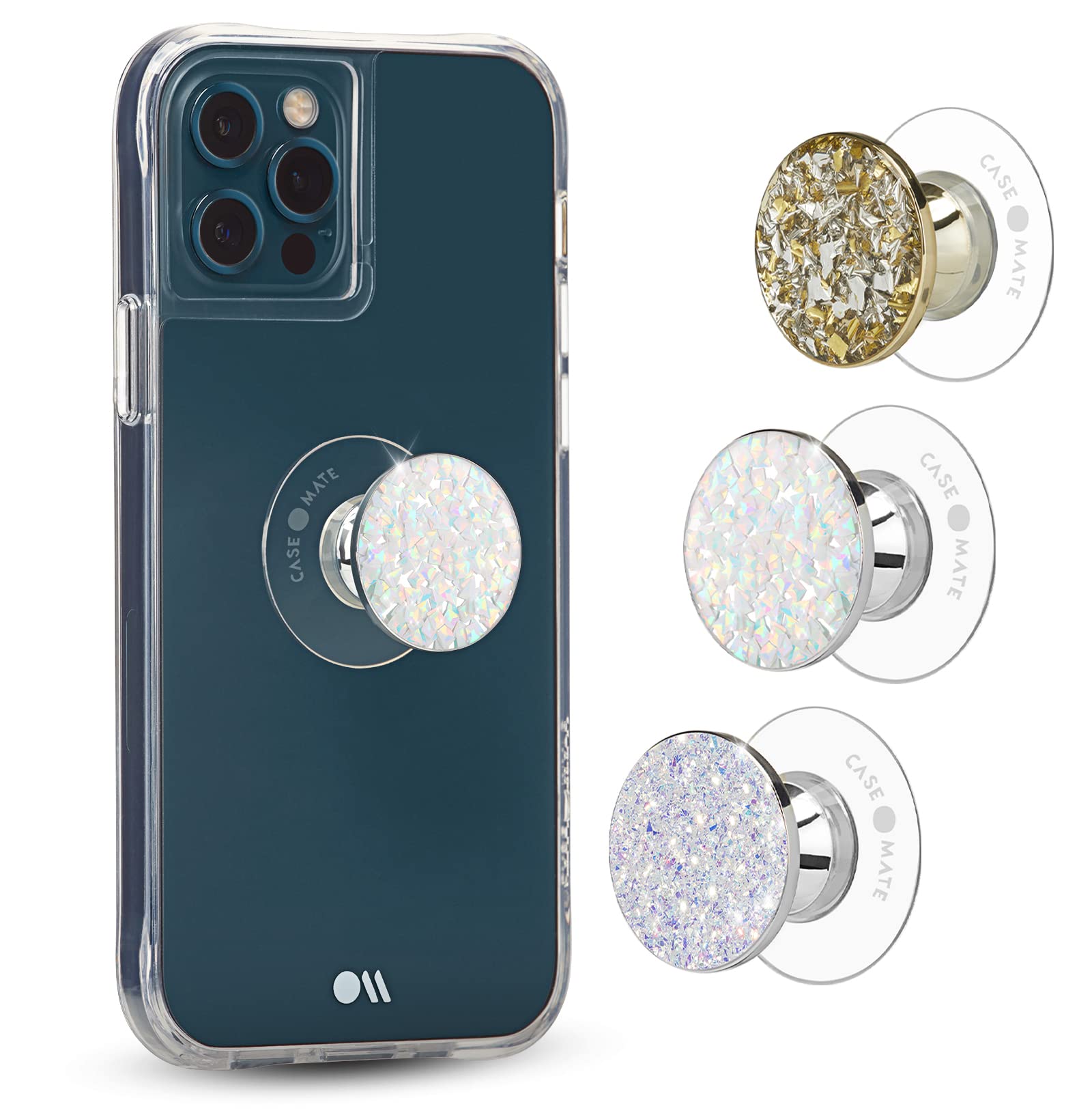 Case-Mate Minis Phone Grip & Stand for iPhone 14/13/12 Pro Max & S23 Ultra - Stardust/Gold/Diamond - Wireless Charging Friendly for Home & Office Use