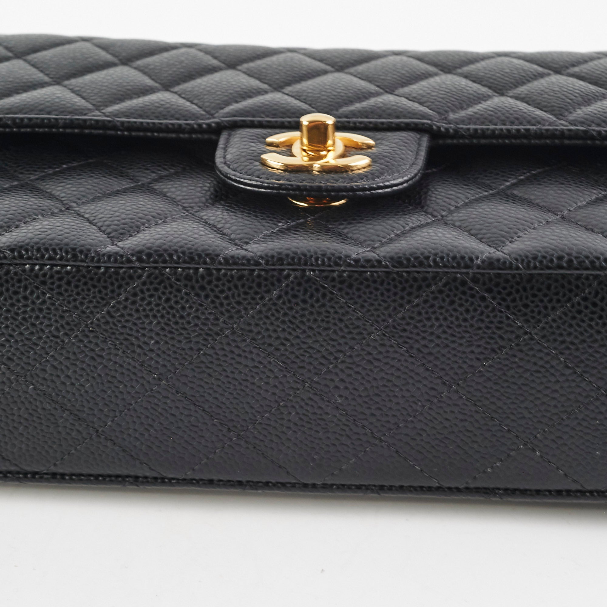 Authentic Chanel Caviar Medium/Large Double Classic Flap Bag Black 2022 - Luxury Handbag for Women, Perfect for Work, Evening Events & Special Occasions