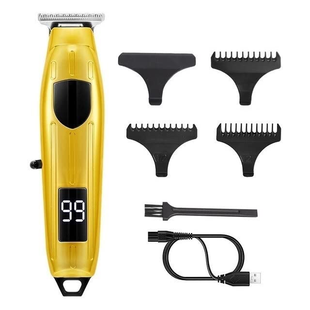 Professional Hair Clippers for Men & Kids - USB Rechargeable Cordless Hair Trimmer with Digital Display - Gold Edition - Perfect for Home Haircuts, Barber Shops & Travel Grooming