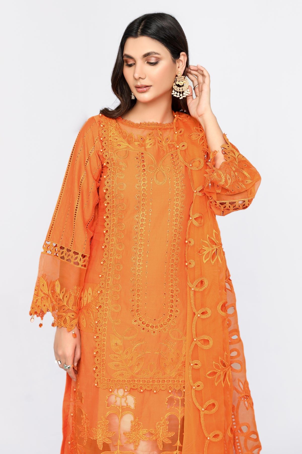 Maria B Luxury Lawn Dress - Elegant Floral Design, Premium Quality Fabric - Perfect for Weddings, Parties & Special Occasions