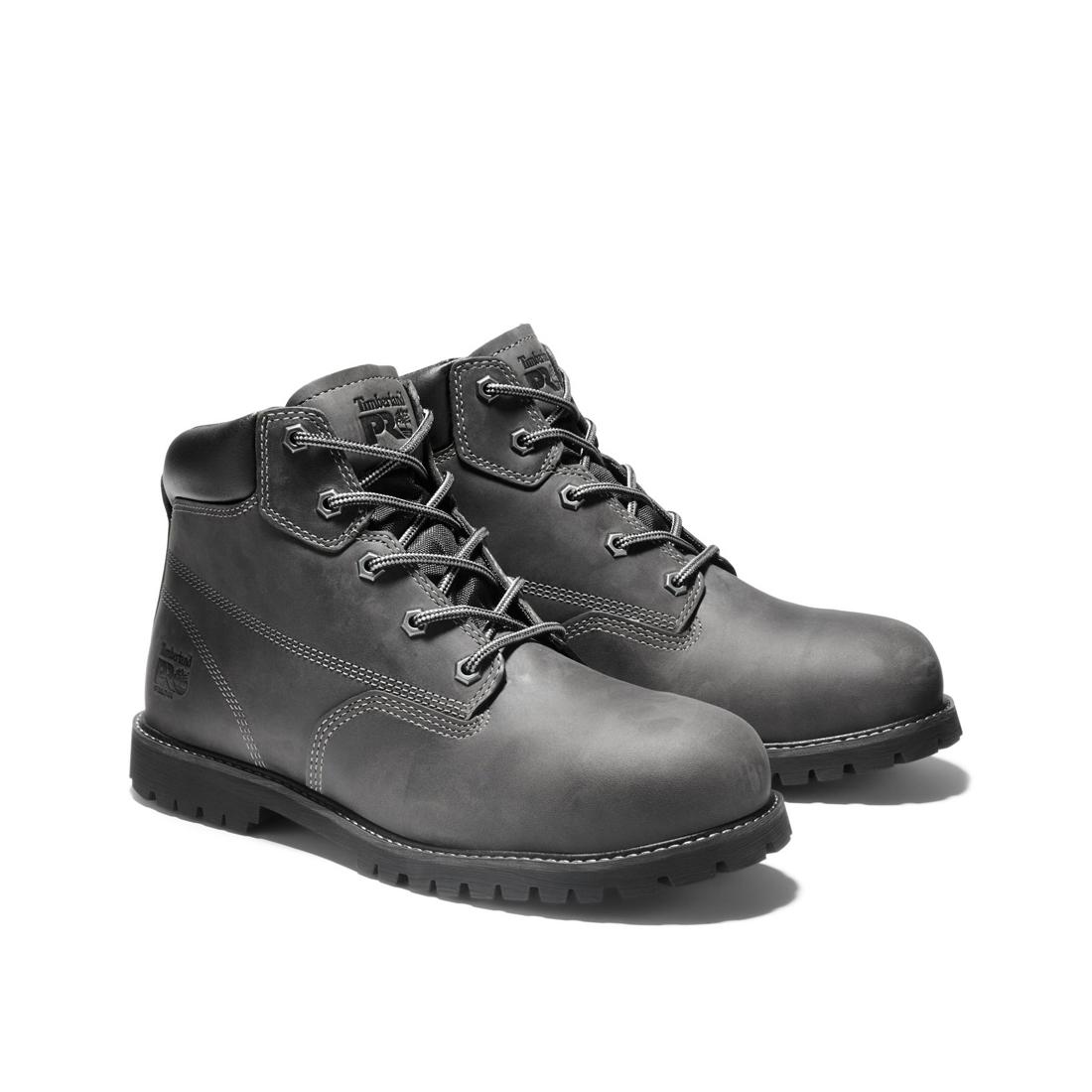 Gritstone 6 Inch Steel Toe Work Boots for Men - Black Safety Shoes for Construction, Warehouse & Industrial Work - ASTM F2413-11 Certified