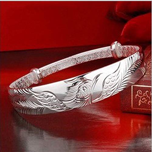 MAIHAO 925 Sterling Silver Phoenix Bangle Bracelet for Women - Handmade Folk Art Jewelry, Elegant Gift for Birthday, Anniversary & Special Occasions
