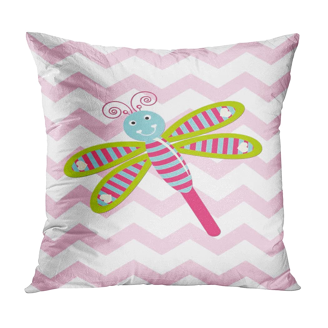 Set of 4 Pink Cartoon Chevron Lovebug Throw Pillow Covers 16x16 Inch - Soft Square Cushion Covers for Sofa, Bed, Couch - Perfect for Living Room Decor, Bedroom Accent & Home Styling