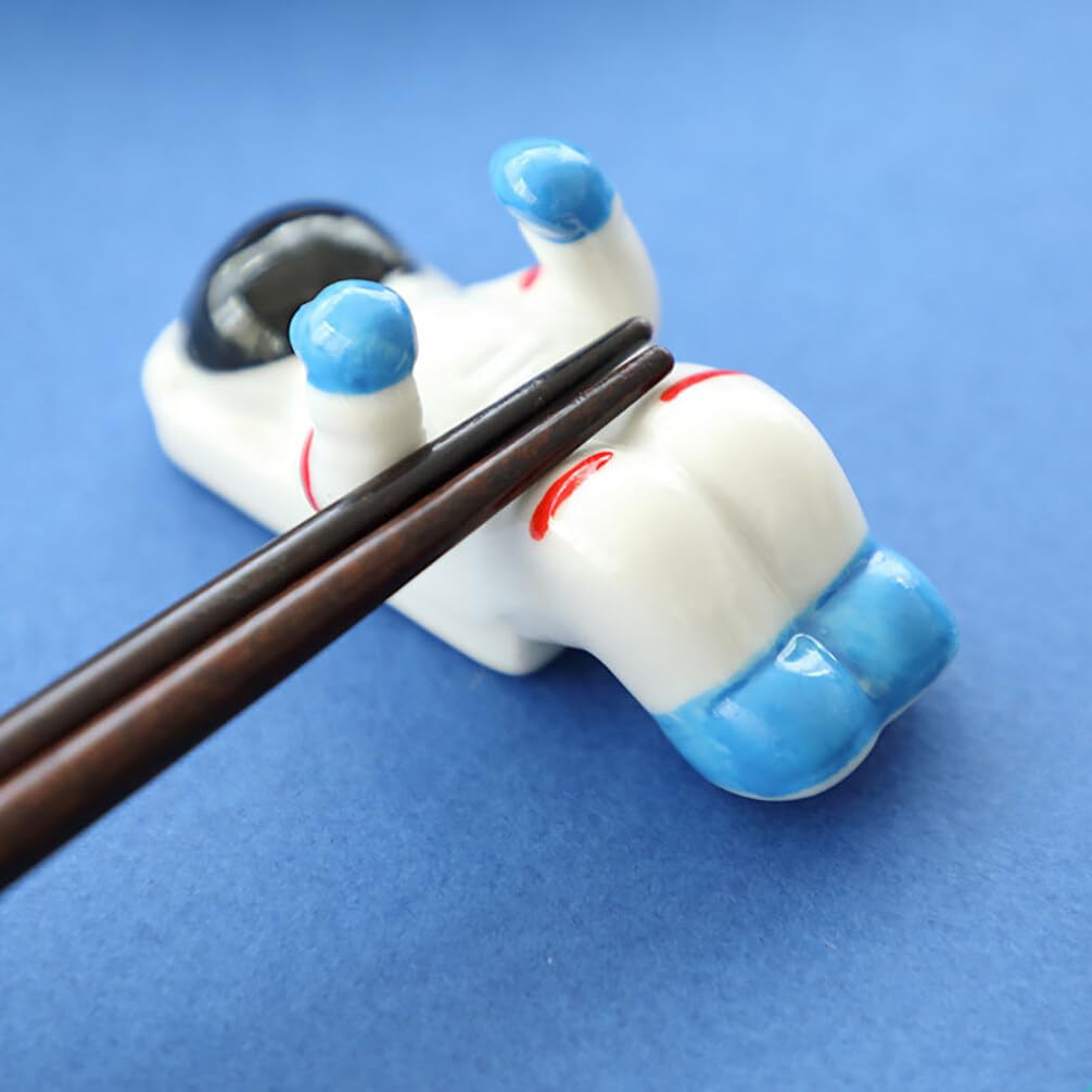 PRETYZOOM 3-Piece Ceramic Chopstick Holder Set - Spaceman Design Chopstick Rest Stand for Dining Table, Sushi, Asian Cuisine & Cake Decorating - Stylish Kitchen & Tableware Accessories