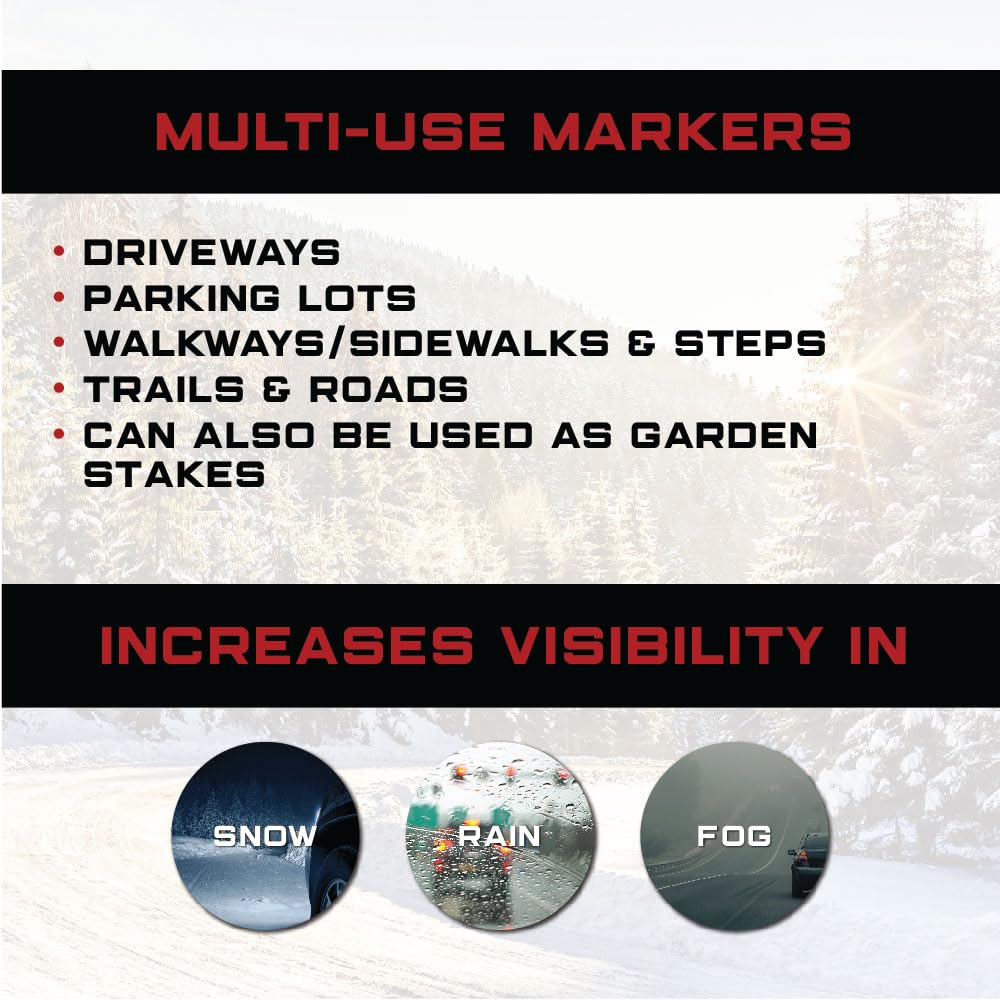500 Pack 1/4 Inch Orange Non-Reflective Driveway Markers - Heavy Duty Snow Stakes for Driveways, Parking Lots & Walkways - Ideal for Winter Snow Plowing, Property Boundary Marking & Road Safety