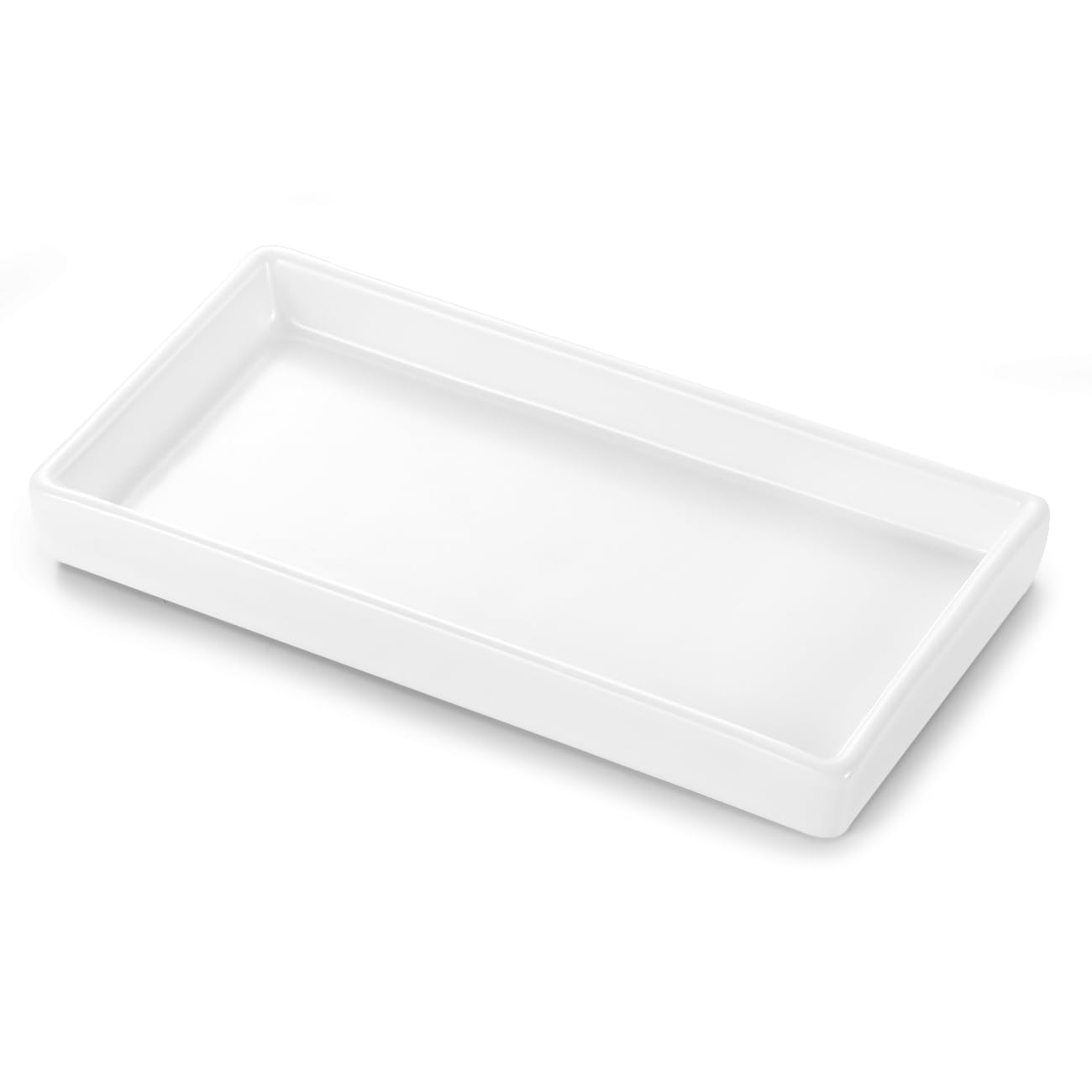 Luxspire White Ceramic Bathroom Vanity Tray - Mini Soap Dispenser Tray, Jewelry Dish & Candle Holder for Bathroom Organizer, Kitchen Sink, and Makeup Counter | Perfect for Small Spaces, Gift Giving & Home Decor
