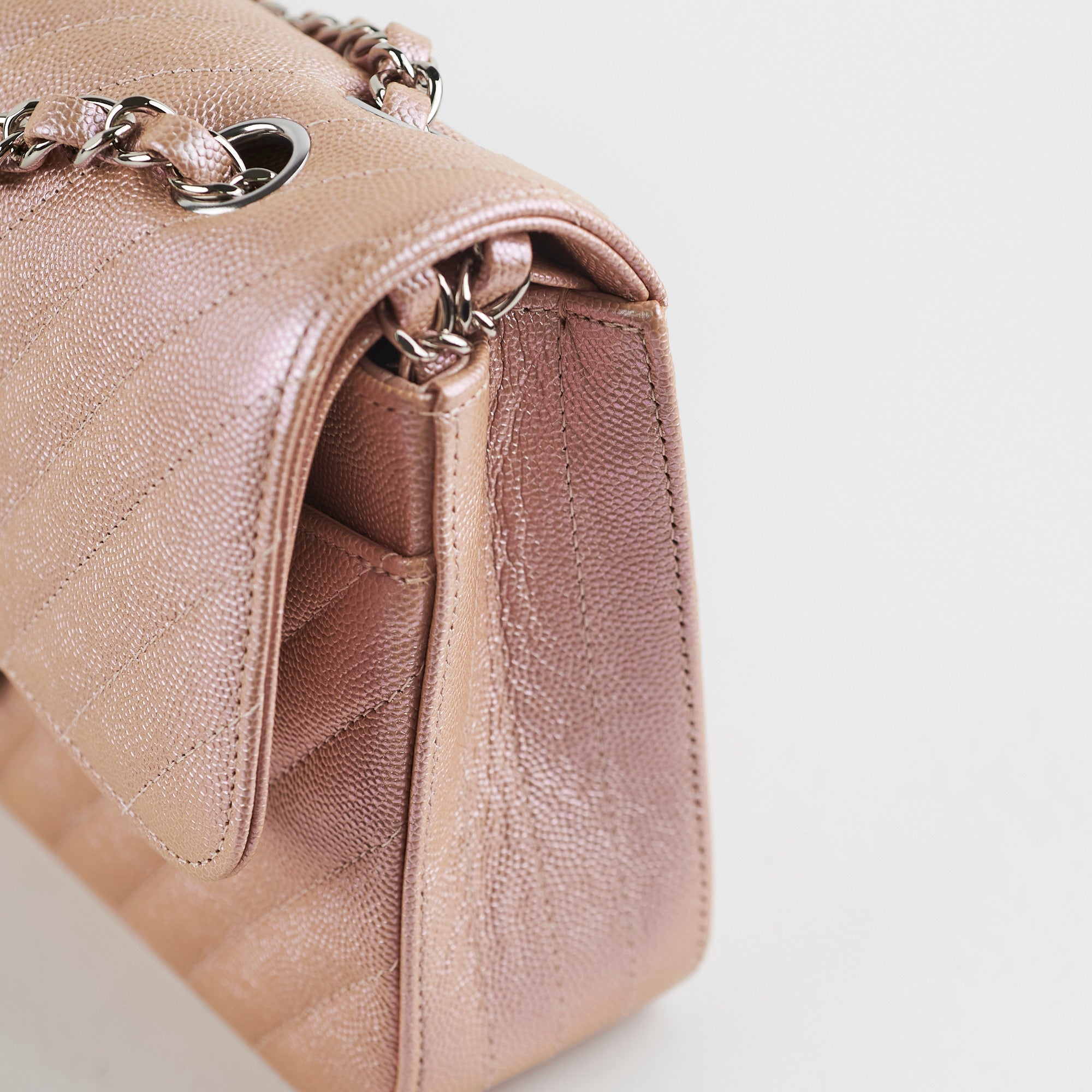 Chanel Medium Classic Double Flap Bag in Iridescent Rose Gold - 18B Collection | Luxury Handbag for Women, Evening Parties & Special Occasions
