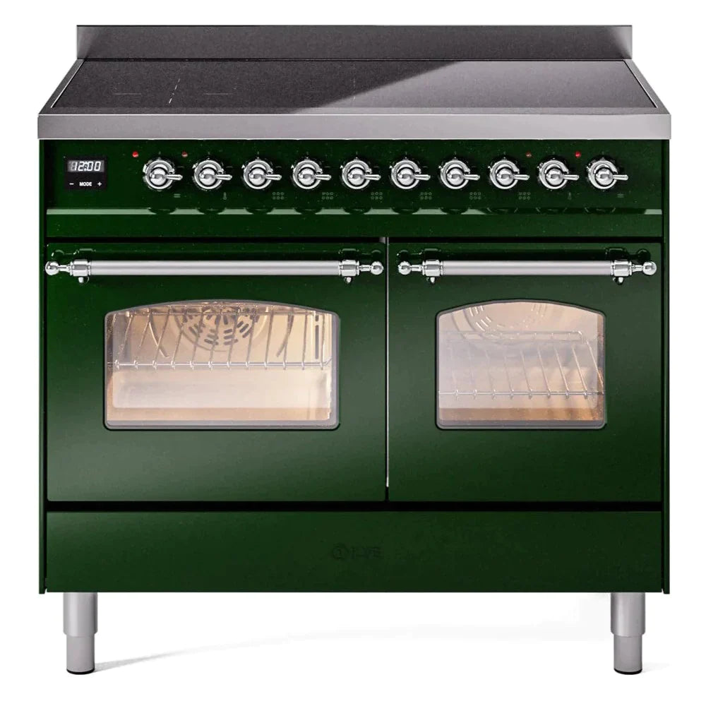 ILVE 40 Nostalgie II Series Freestanding Electric Double Oven Range - 6 Burners, Triple Glass Cool Door, Convection Oven, TFT Display & Child Lock | Perfect for Home Kitchens & Professional Chefs (Model UPDI406NMP)
