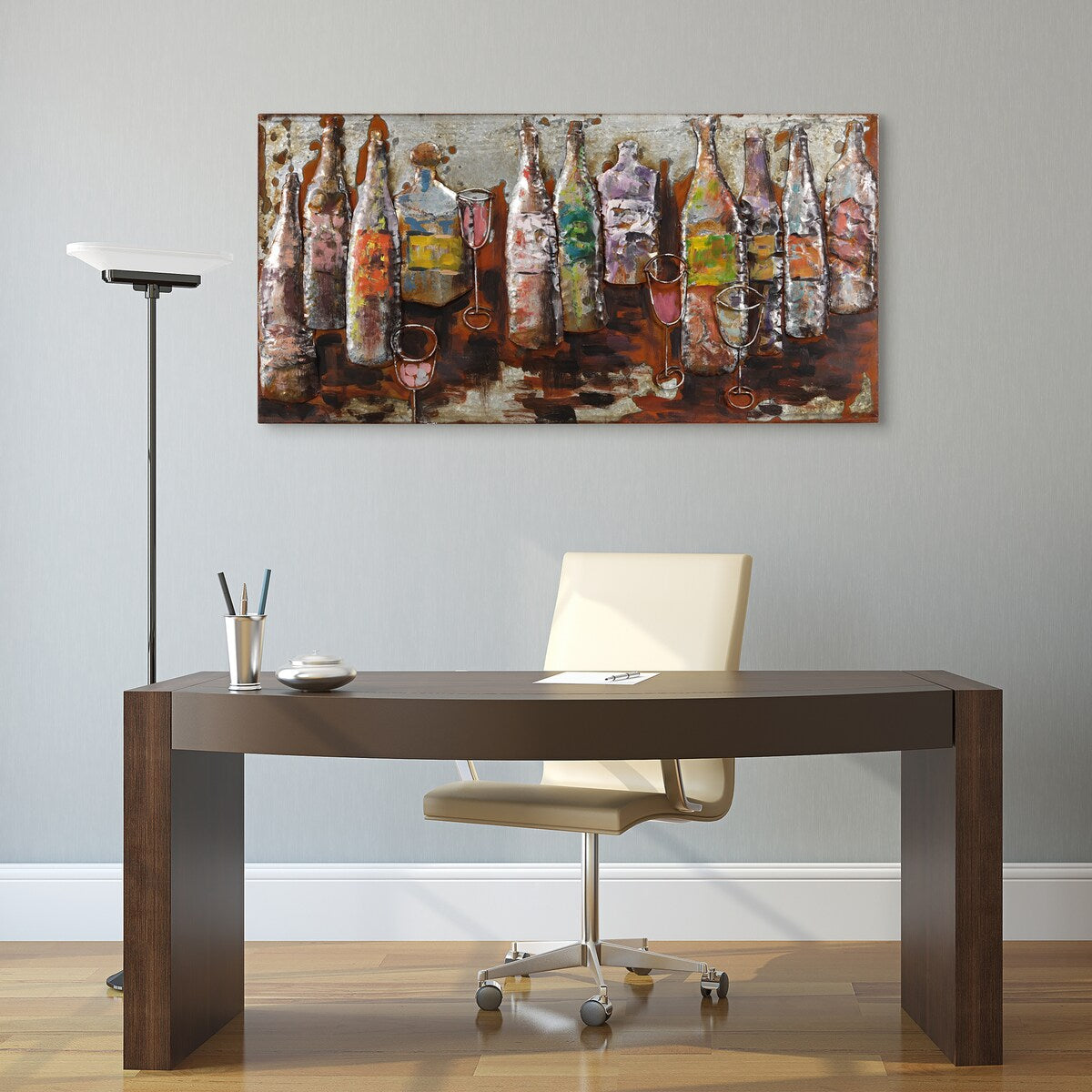 Hand-Painted 3D Mixed Media Wall Art - 5 O'Clock Design - Unique Iron Wall Decor for Living Room, Bedroom & Office - Perfect for Home & Office Décor