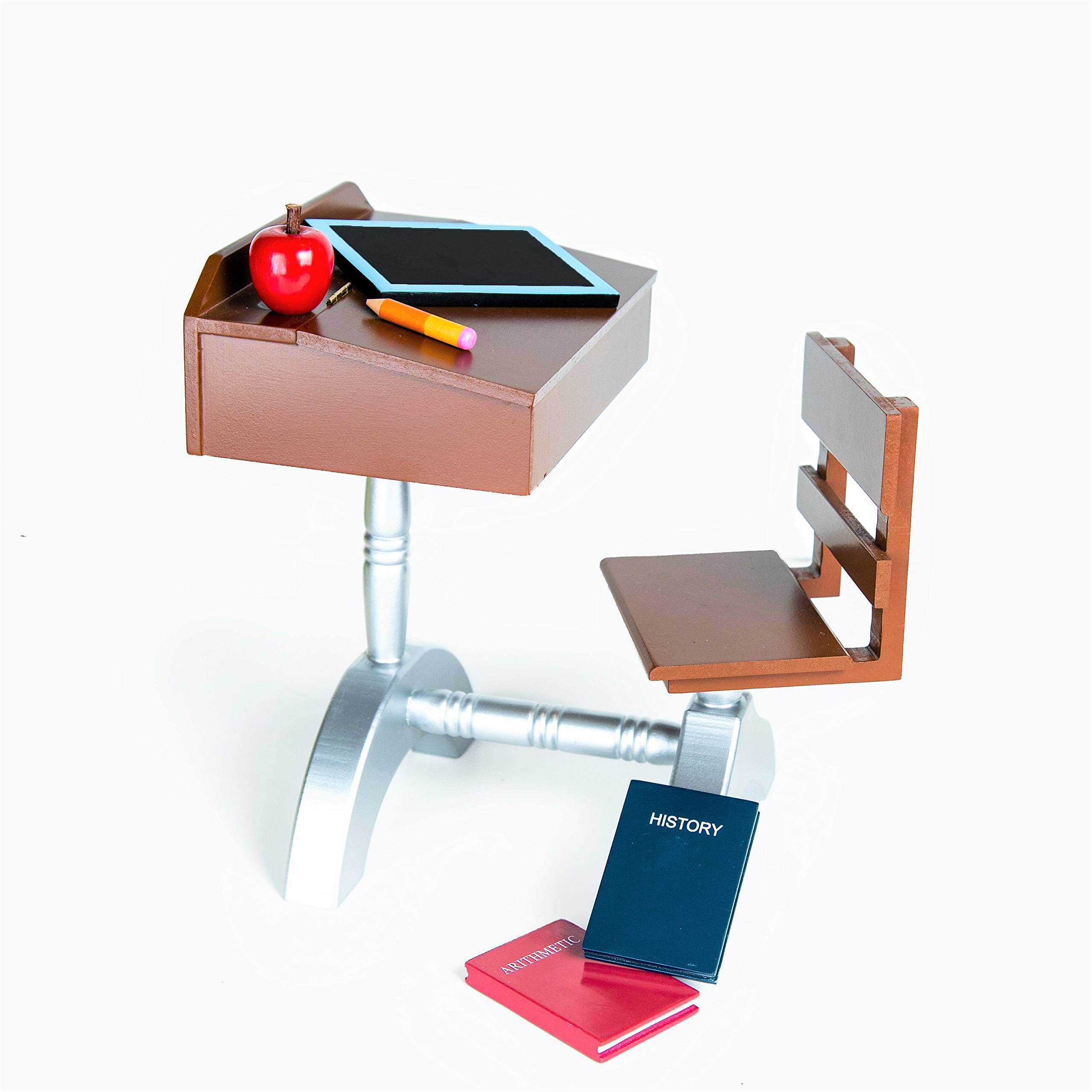 The Queen's Treasures 18 Inch Doll Classroom Set - Teacher & Student Desks, School Books, Chalkboard, Pencil & Globe | American Girl Doll Furniture Compatible | Perfect for School Role Play & Educational Pretend Play