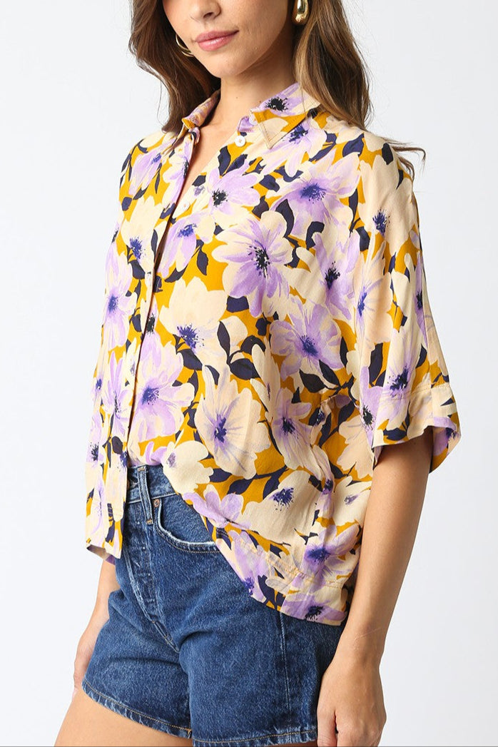Tilly Floral Blouse for Women - Elegant Floral Print Top with Short Sleeves - Perfect for Spring, Summer, Office Wear & Casual Outfits