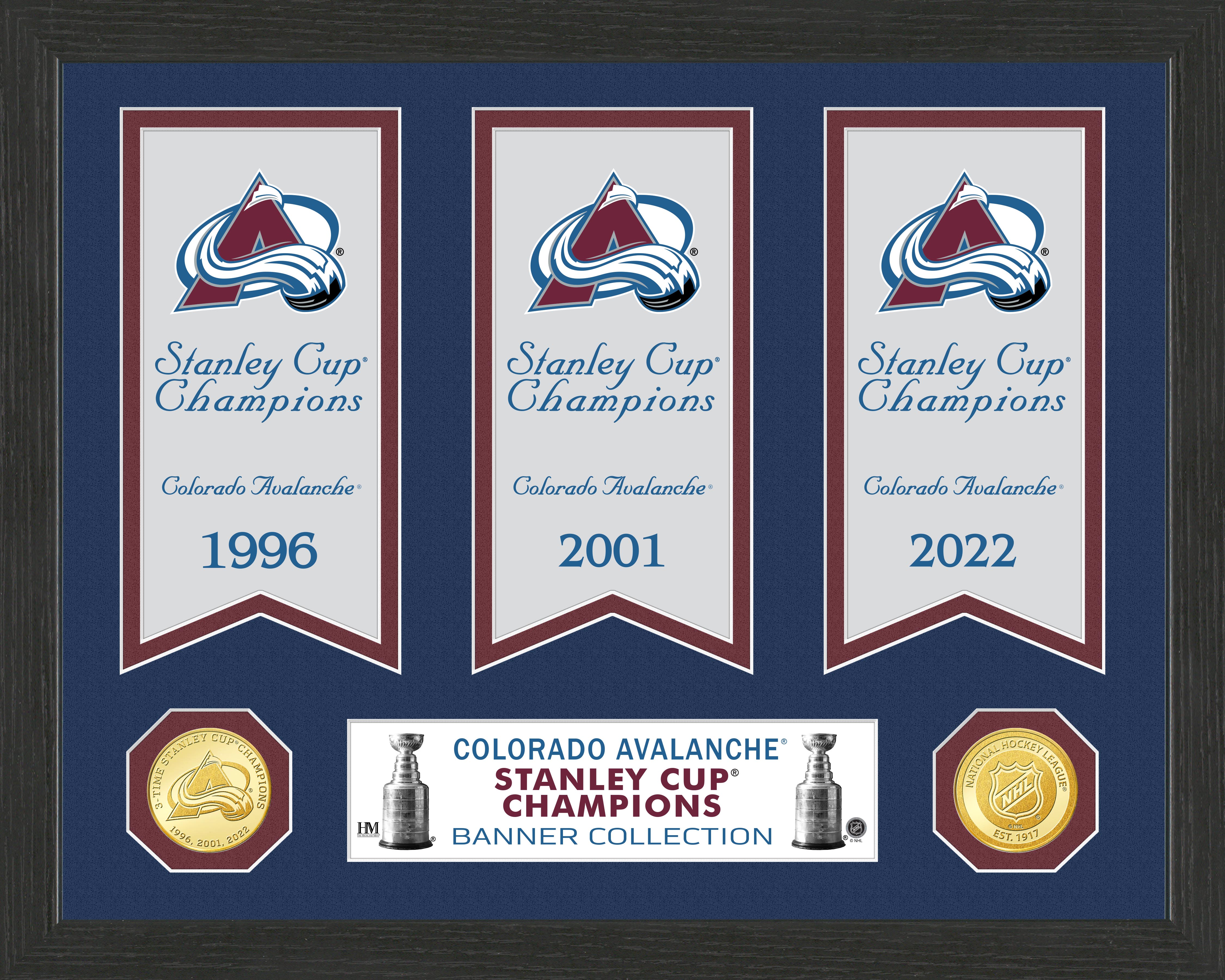 Colorado Avalanche Stanley Cup Champions Banner Collection - Bronze Photo Mint - Perfect for Hockey Fans, Sports Memorabilia Collectors & Home Decor