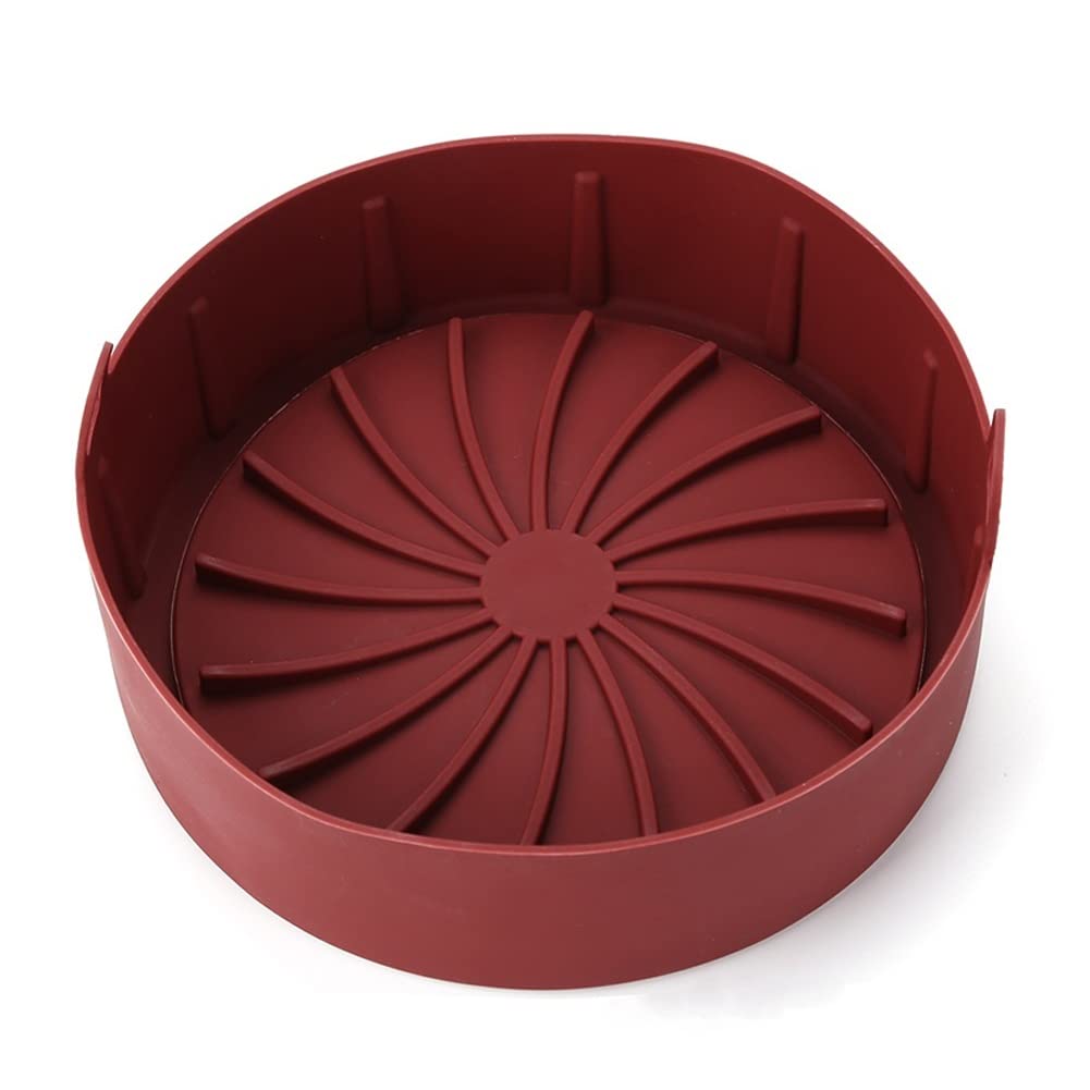 Non-Toxic Silicone Air Fryer Basket - Thick Grill Pan for Baking, Roasting & Frying - Perfect for Chicken, Pizza, Bread & Cakes - Wine Red Air Fryer Accessories - Ideal for Healthy Cooking & Meal Prep in Modern Kitchens