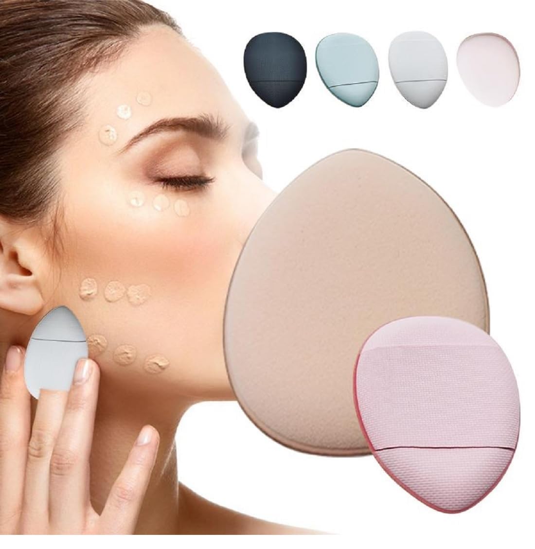 8-Piece Professional Makeup Brush Set with Travel Case - Perfect for Makeup Artists & Beginners - Includes Mini Finger Powder Puff & Blending Sponge for Flawless Foundation & Contouring (Ideal for Travel, Home & Professional Use)
