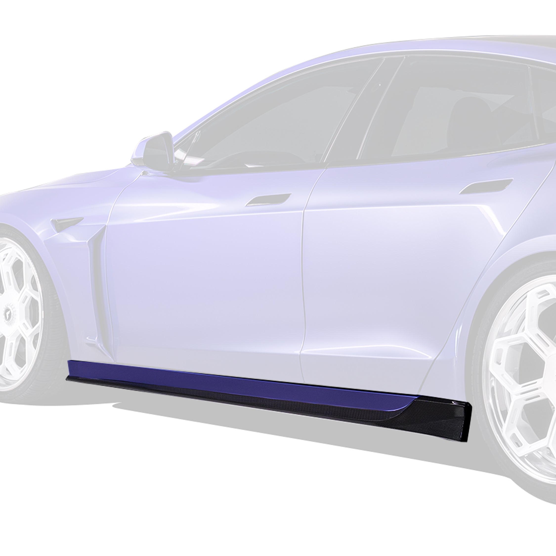 VRS Tesla Model S Plaid Aero Side Skirts - Carbon Fiber PP 2x2 Glossy Finish | Enhance Performance & Style for Tesla Model S Plaid | Perfect for Racing & Car Shows