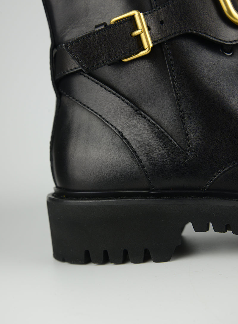 Black Leather Biker Boots for Women - Stylish & Comfortable Riding Boots for Motorcycle, Fashion & Everyday Wear