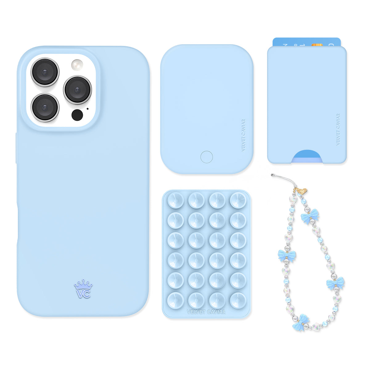 Cotton Candy Blue iPhone Case with Wallet Holder - Slim Protective Phone Cover for iPhone 13/14/15 Pro Max - Perfect for Everyday Use, Travel & Shopping
