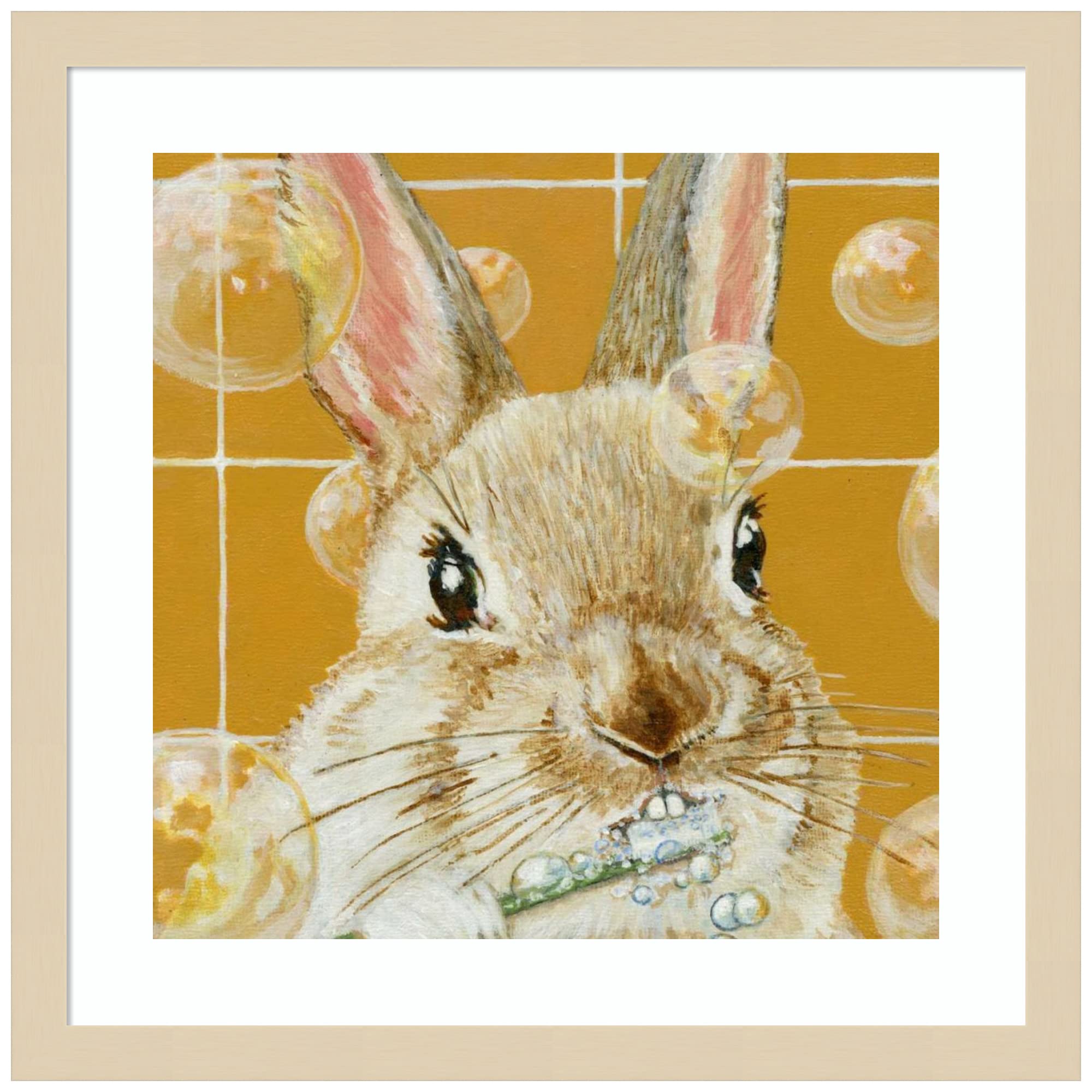 Amanti Art Wood Framed Wall Art Print - Bubbles by Robert Rabbit | 17x17 Inch Modern Home Decor | Perfect for Living Room, Bedroom & Office