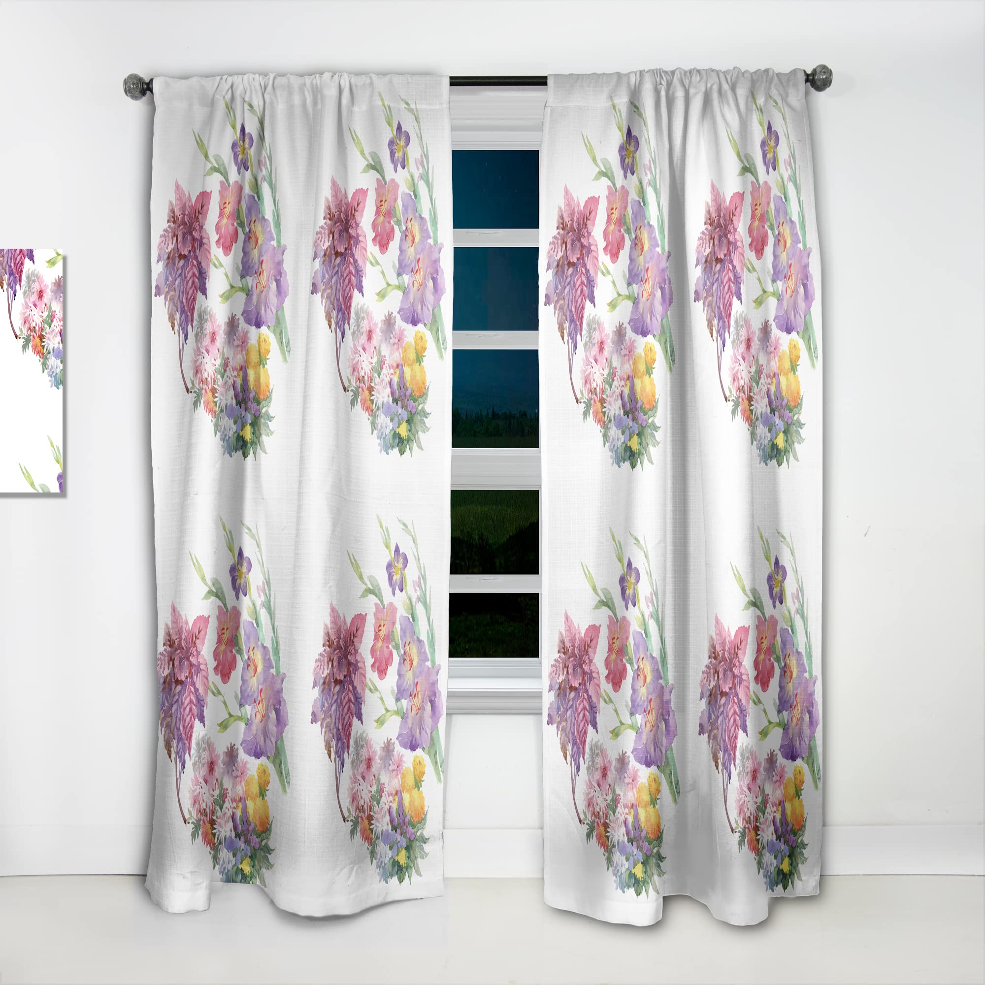 DesignQ Floral Textured Thermal Insulated Curtains - Single Panel 52x63 Inches for Bedroom & Living Room - Elegant Window Drapes for Home Decor, Light Blocking & Energy Saving