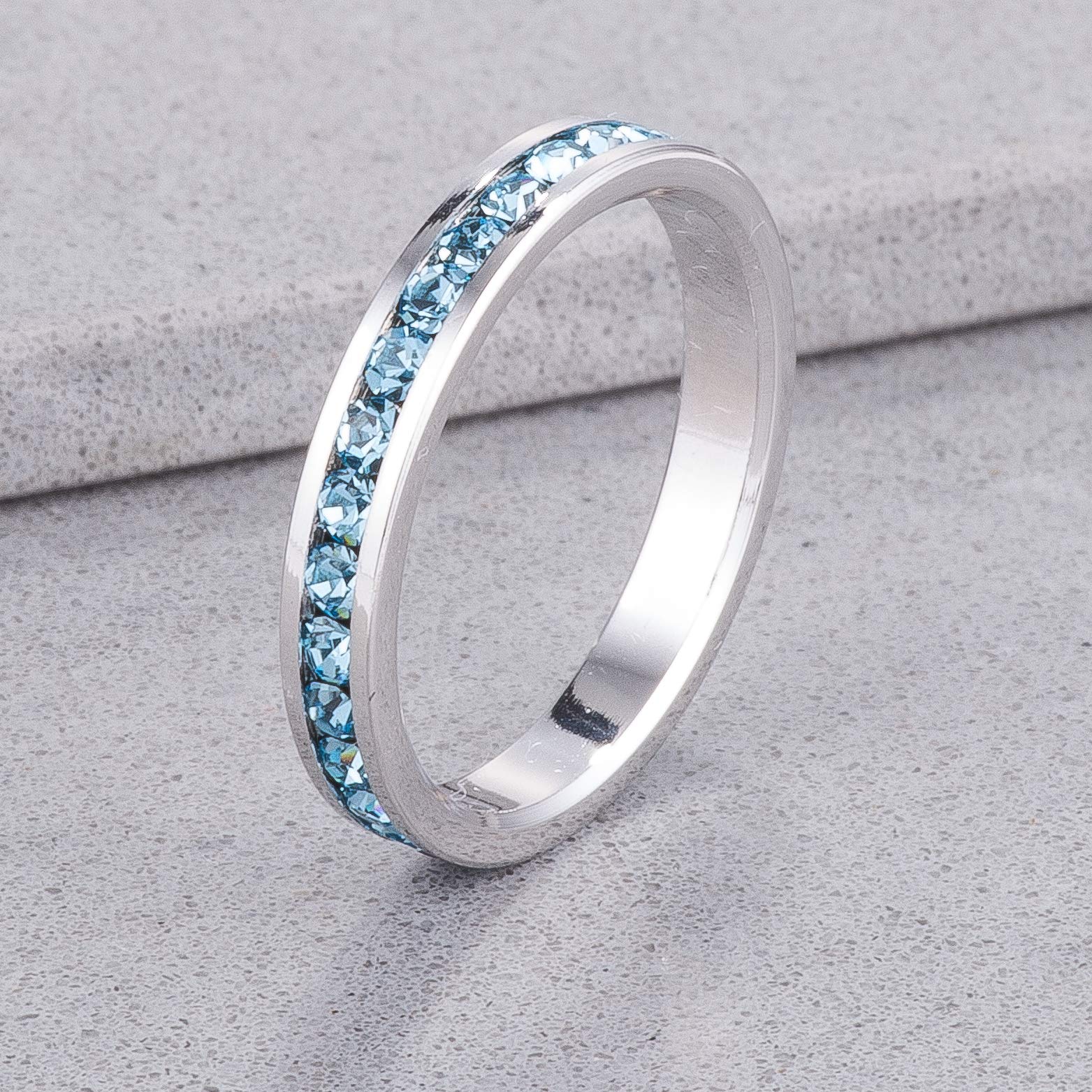 Elegant Swarovski Crystal Birthstone Stackable Eternity Rings - Perfect for Anniversary Gifts, Wedding Bands & Everyday Jewelry