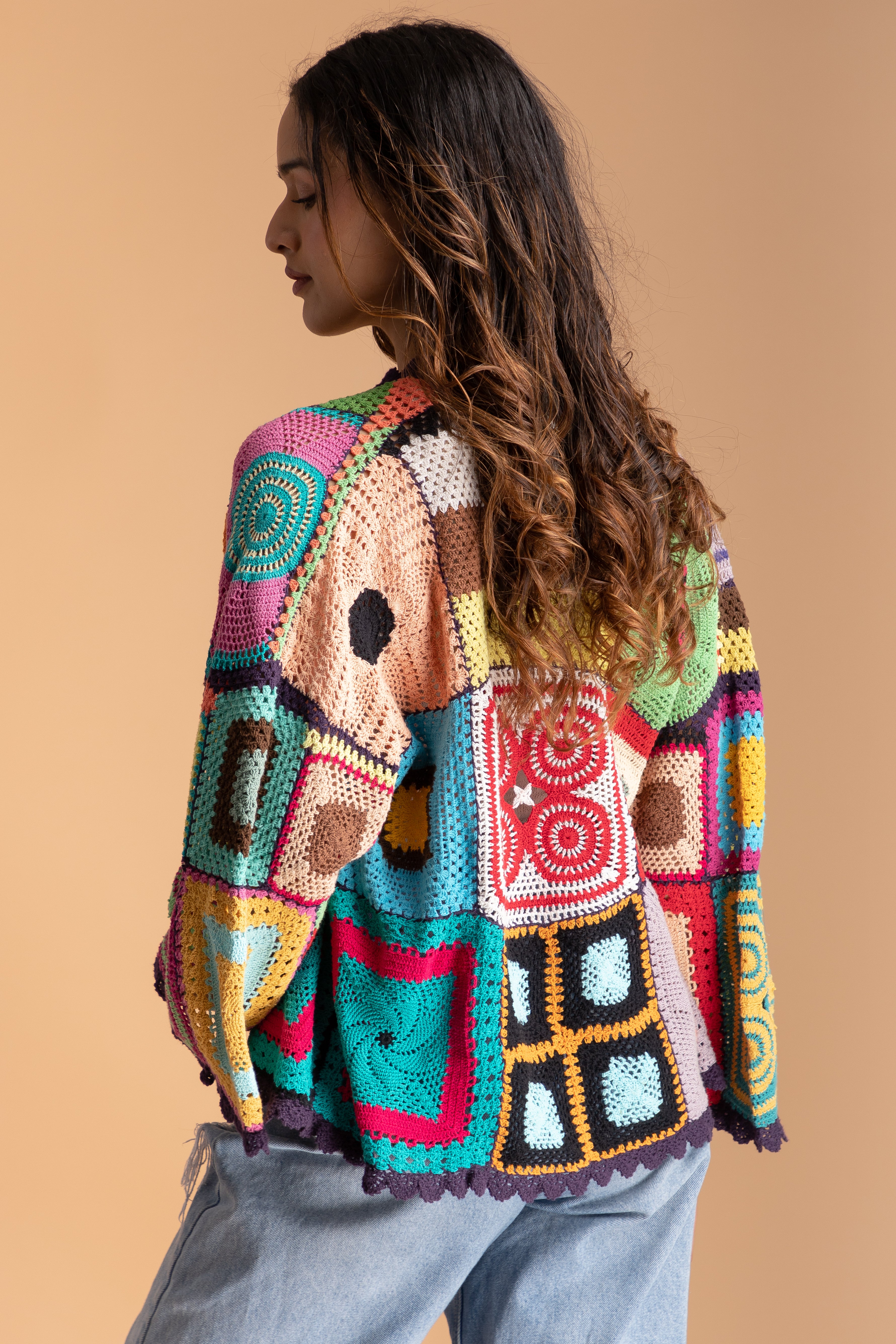 Stylish Multicolor Crochet Cardigan Cotton Jacket for Women - Perfect for Spring Outfits, Beach Cover-ups & Boho Fashion