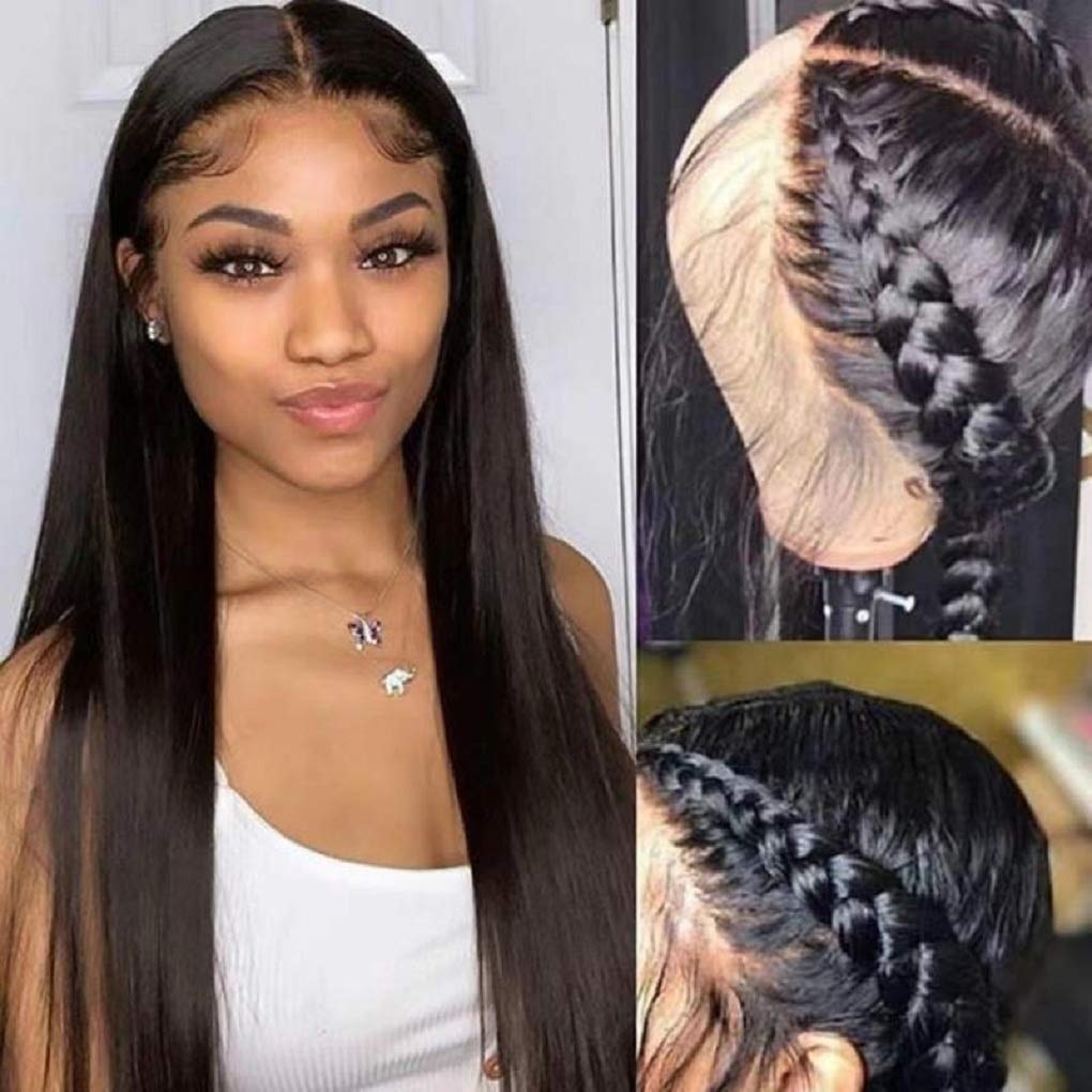 4x4 Straight Lace Closure Wigs Human Hair - HD Lace Front Wigs with Pre Plucked Baby Hair - 180% Density 28 Inch - Perfect for Daily Wear, Parties & Special Occasions