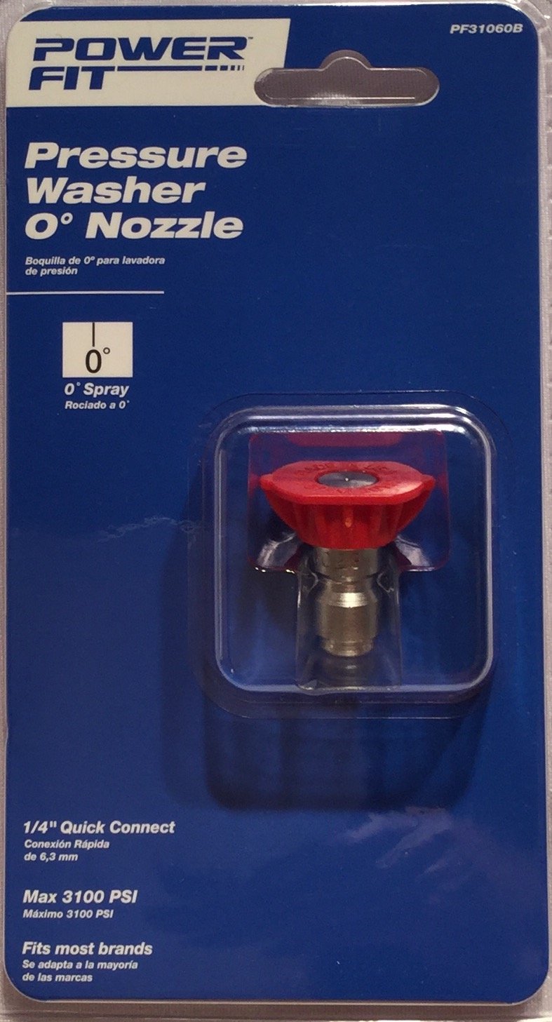 Power Fit Pressure Washer 0 Degree Nozzle - High Pressure Spray Tip for Deep Cleaning - Perfect for Driveways, Decks & Heavy Duty Surfaces