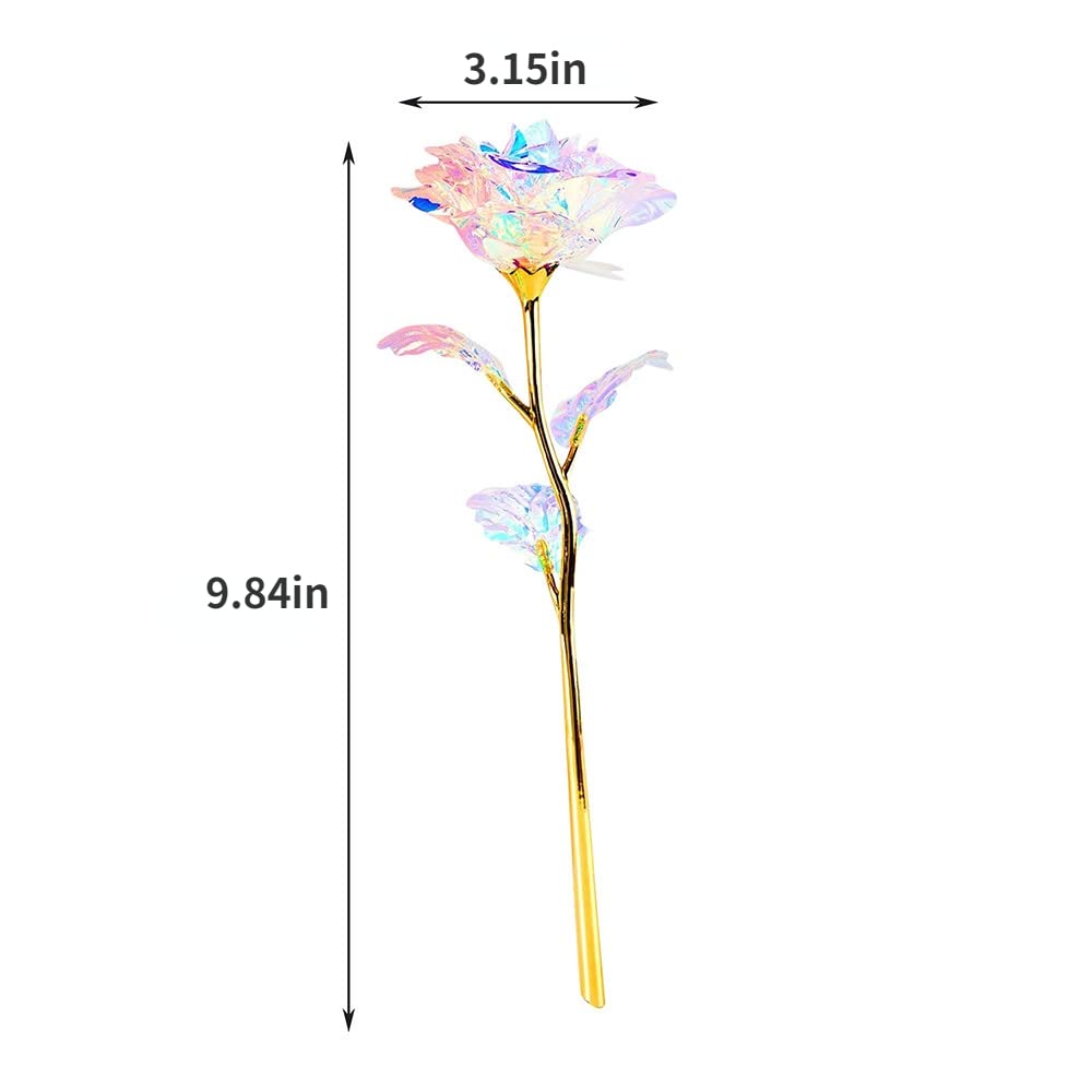 24K Gold Plated Rainbow Roses - 10pcs Artificial Flower Bouquet for Mother's Day, Birthday, Wedding Decorations | Perfect Gift for Women, Bridal Shower, Anniversary & Home Decor