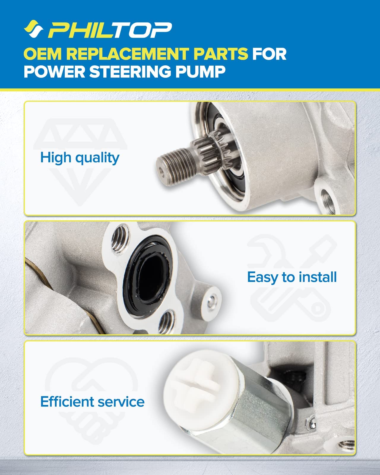 PHILTOP 21-5219 Power Steering Pump Replacement for 2000-2004 Nissan Xterra 3.3L & 1999-2004 Nissan Frontier 3.3L - Smooth Steering Performance for Off-Road Adventures and Daily Commutes