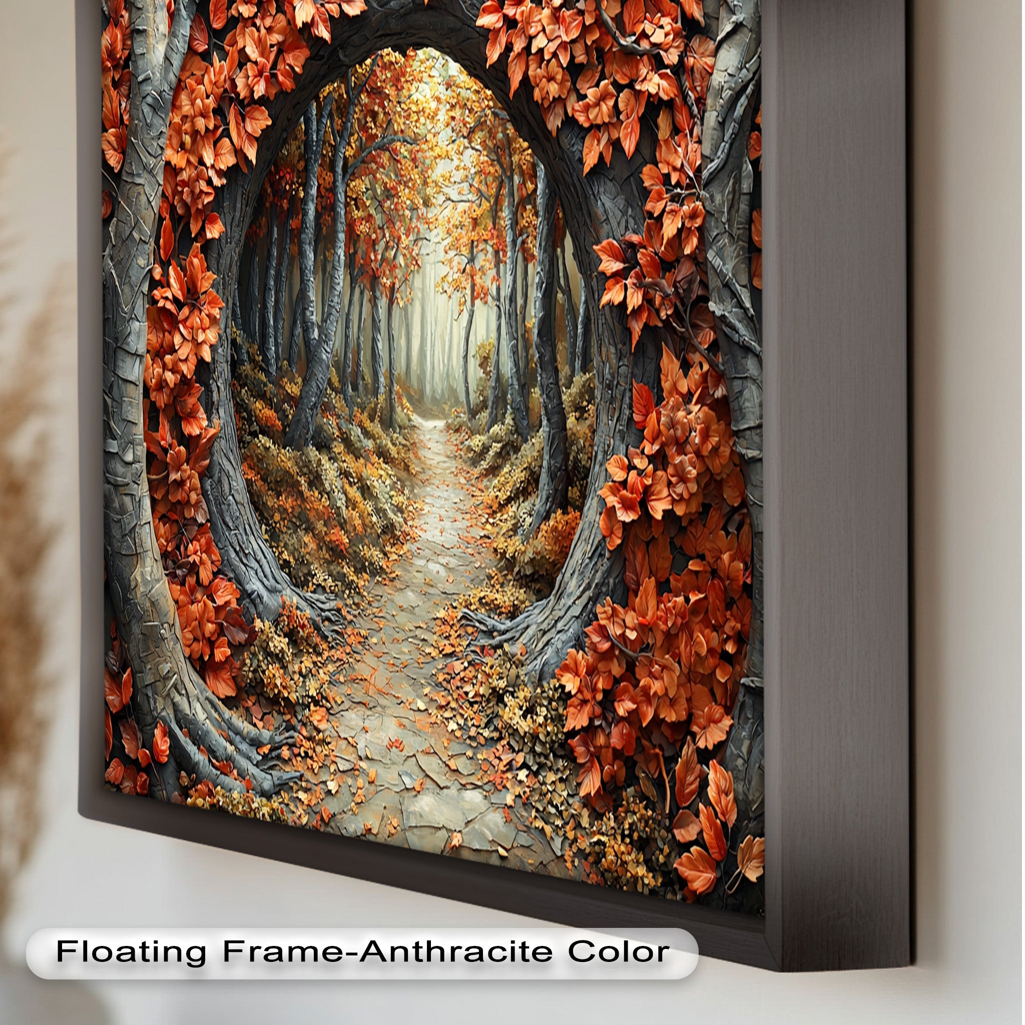 Autumn Path - Enchanted Forest Oil Painting Wall Art for Living Room, Bedroom Decor - Nature Landscape Canvas Print for Home & Office