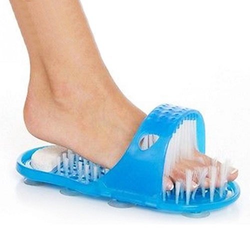 Xtore Foot Cleaning Shower Slippers with Suction Cups - Exfoliating Pumice Stone for Pedicure & Dead Skin Removal - Perfect for Bath, Spa & Home Foot Care (1 Pair)